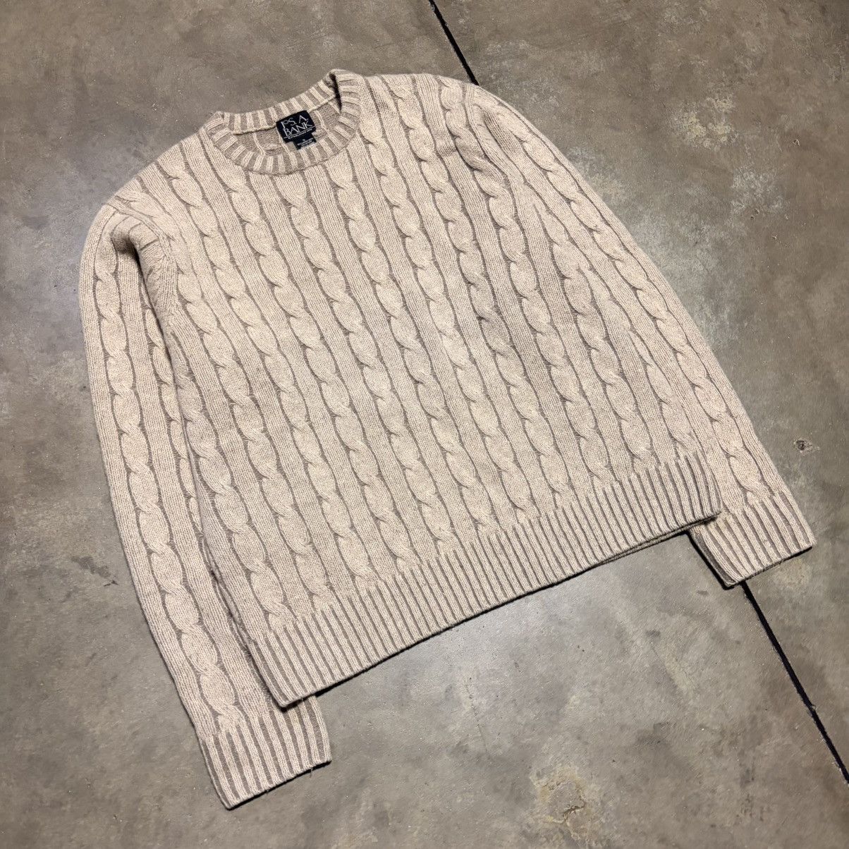 Jos. A. Bank Vintage Jos A Bank Lambs Wool Sweater Cable Knit Fisherman Size US S / EU 44-46 / 1 - 2 Thumbnail