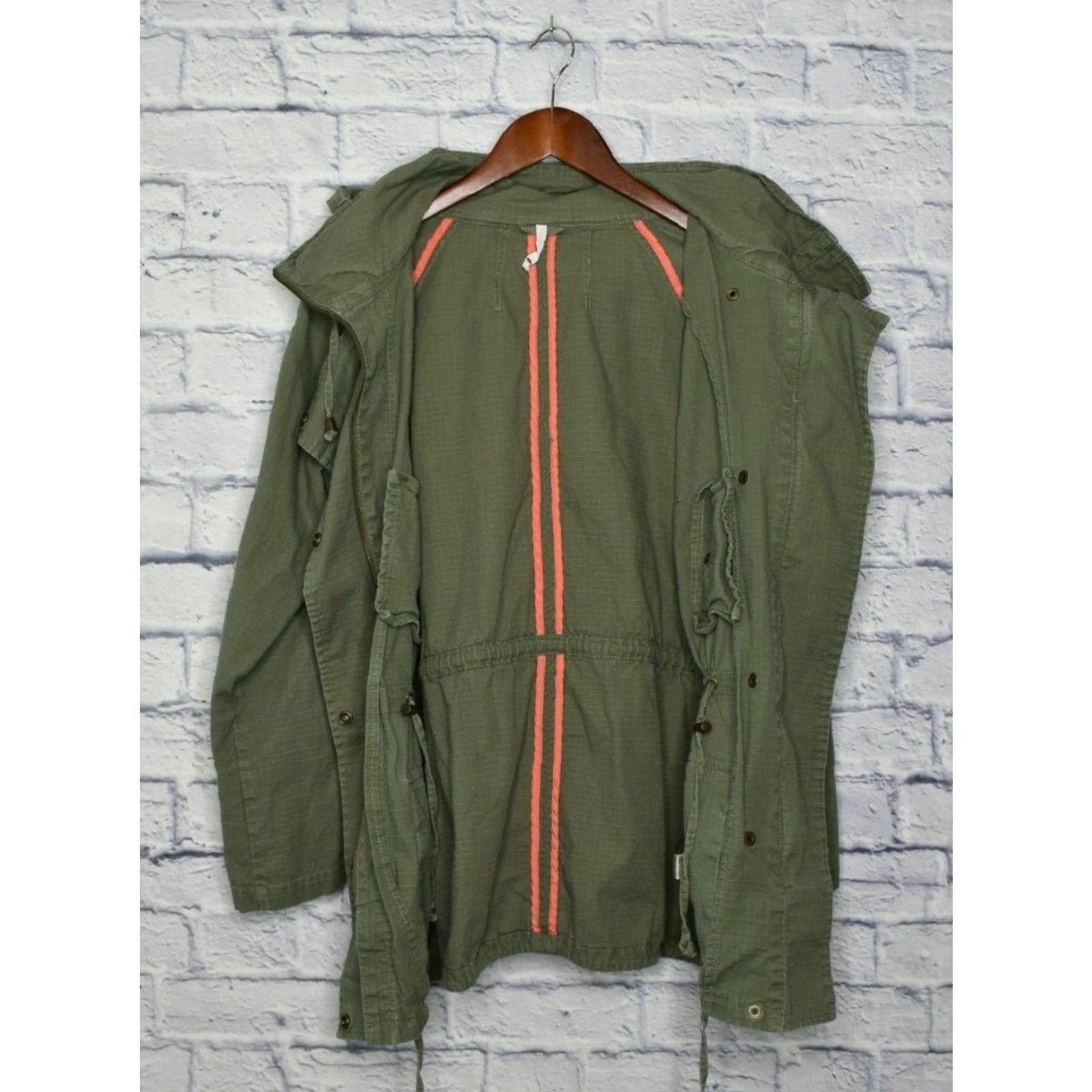 Vintage Willow And Clay Jacket Womens Medium Zip Snaps Hooded Casual Green Cotton Blend Mid-Length Size M / US 6-8 / IT 42-44 - 4 Thumbnail