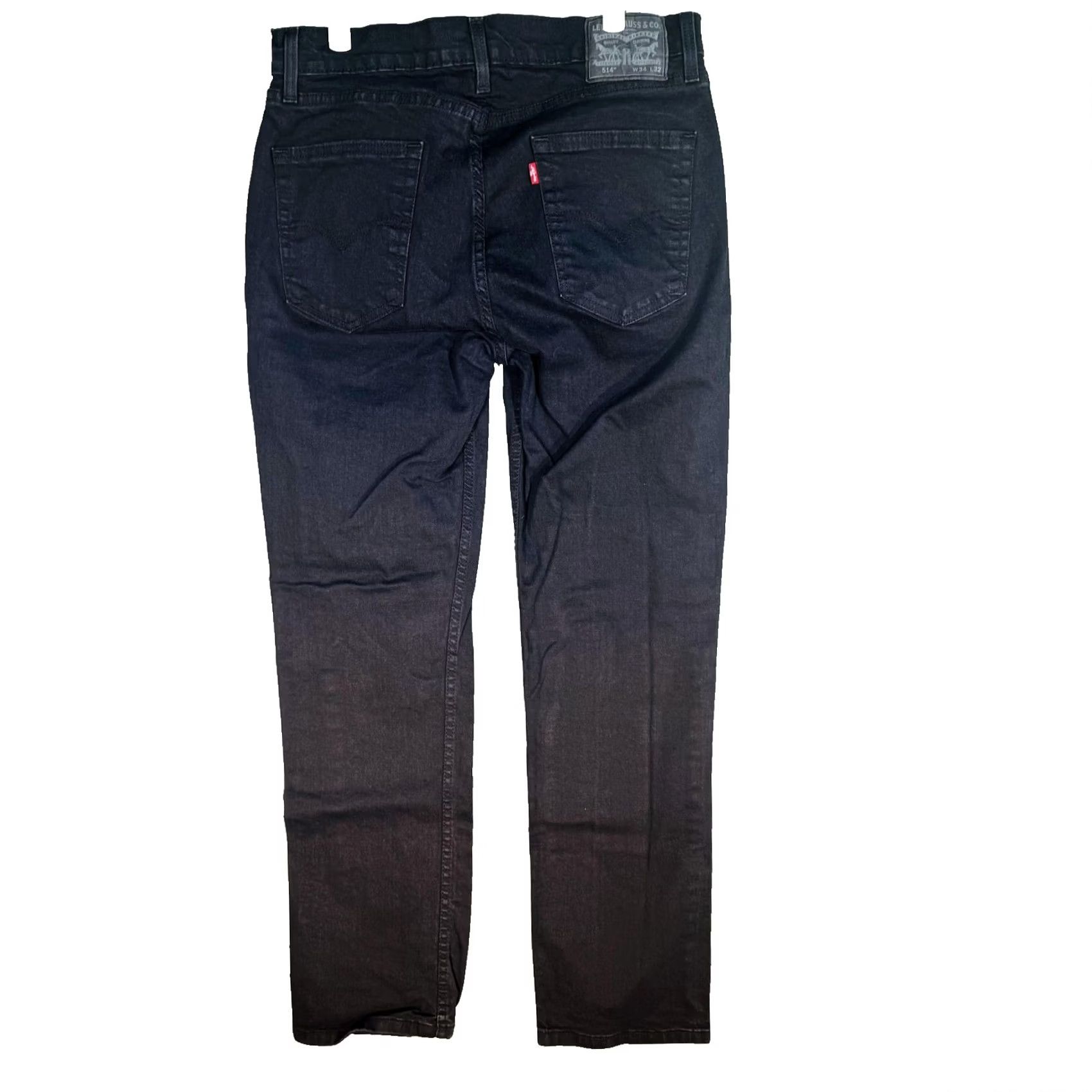 Levi's Levis 514 Jeans Mens 34x32 Black Dark Wash Straight Denim Stretch Zip Fly Size US 34 / EU 50 - 2 Thumbnail