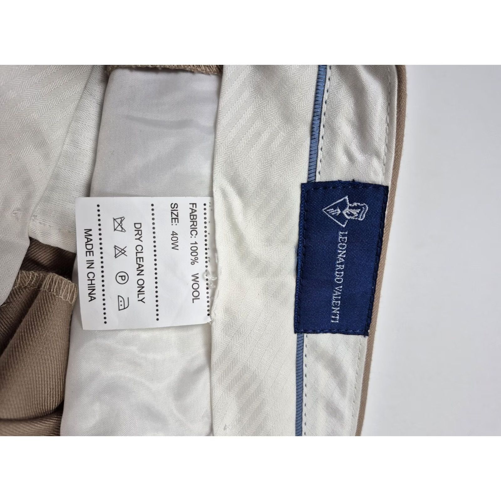 Valentino Leonardo Valenti Dress Pants Mens 40x36 Beige Wool Flat Front NWT Unhemmed Slim Straight Pockets Blocky Vintage: No Size US 40 / EU 56 - 5 Thumbnail