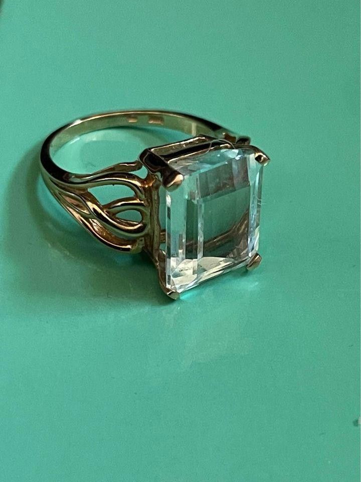 Designer Vintage 14K Aquamarine Sz. 6 Size ONE SIZE - 6 Thumbnail