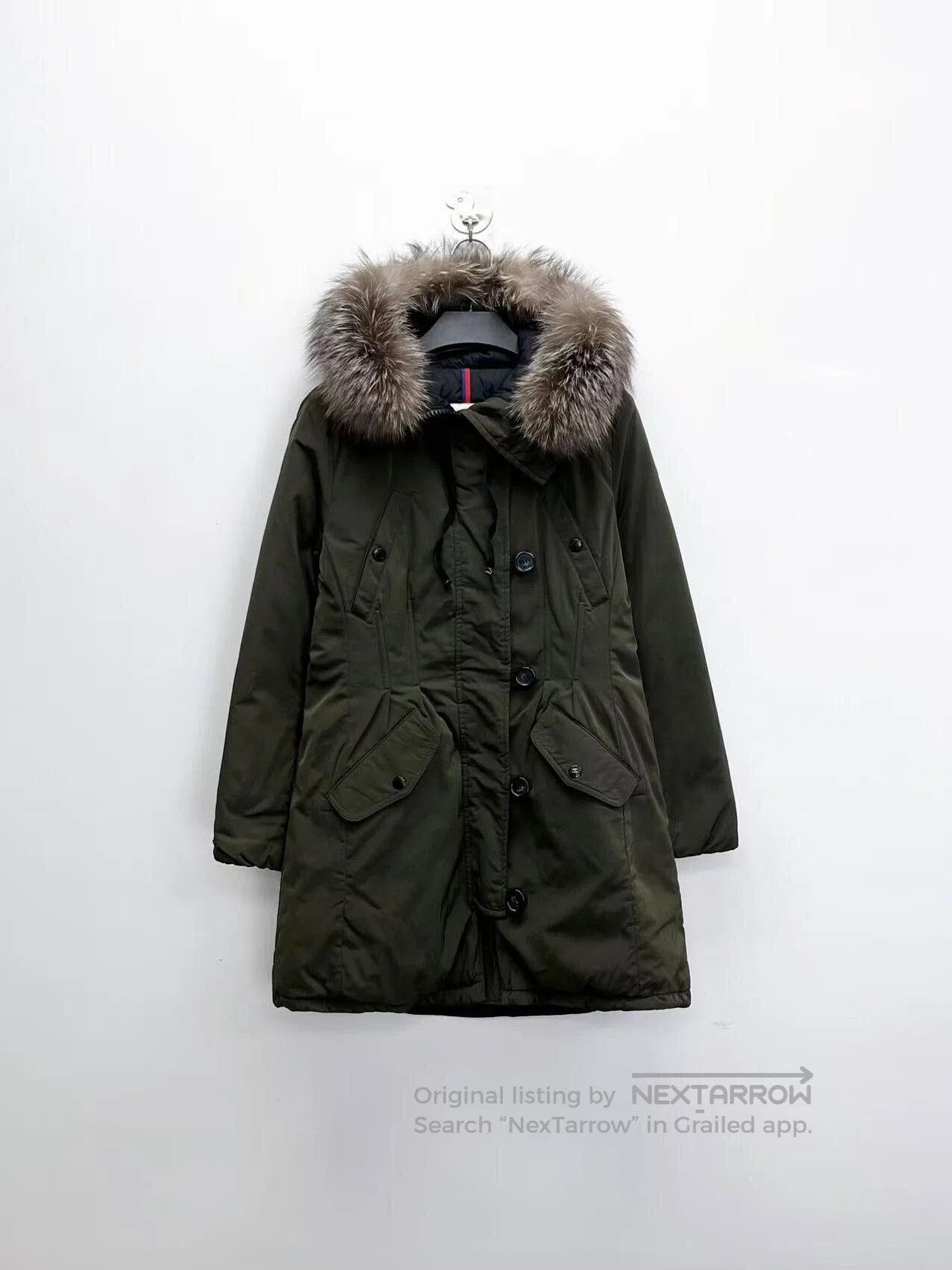 Moncler moncler green hooded down coat with pockets. Size L / US 10 / IT 46 - 1 Thumbnail