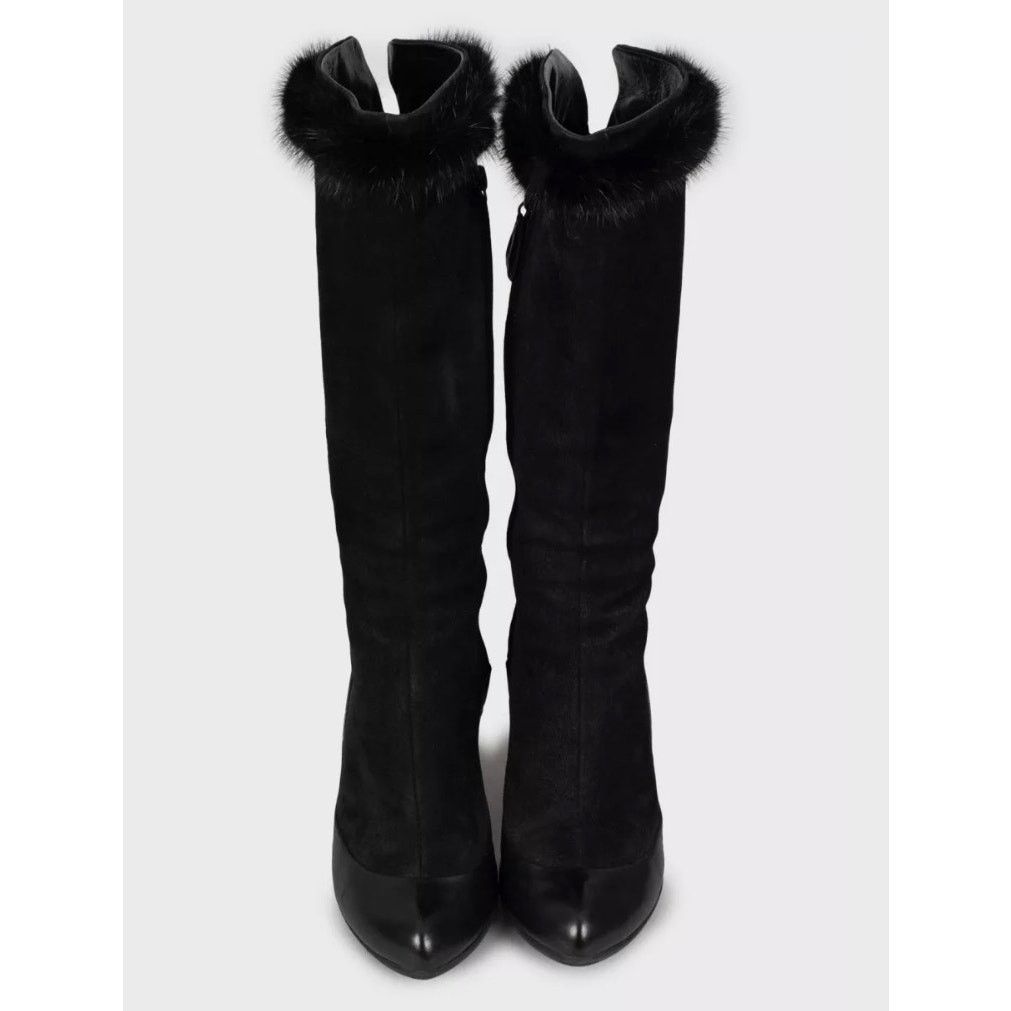 Alexander McQueen Alexander McQueen Black Suede Fur Trim Boots - EU 39.5 Size US 9.5 / IT 39.5 - 2 Thumbnail