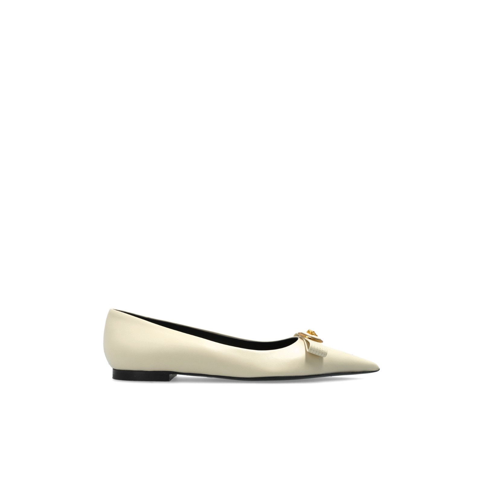 VERSACE Medusa Head Beige Leather Ballet Flats New And Authe