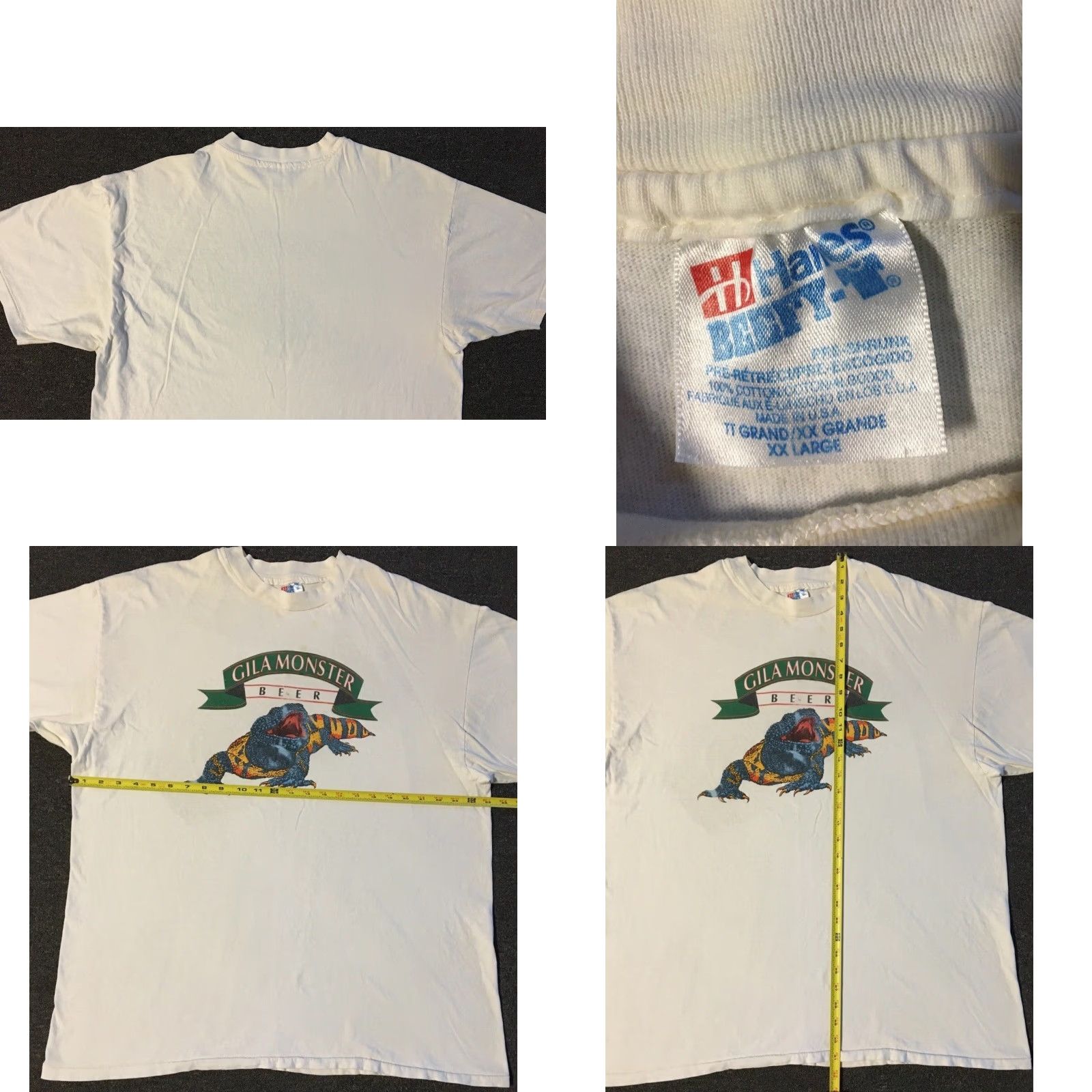 Vintage Vtg 90s Gila Monster Beer Faded Distress Shirt XXL White Men T-Shirt Bar Biker Humor Rock Grunge Retro USA Size US XXL / EU 58 / 5 - 9 Thumbnail