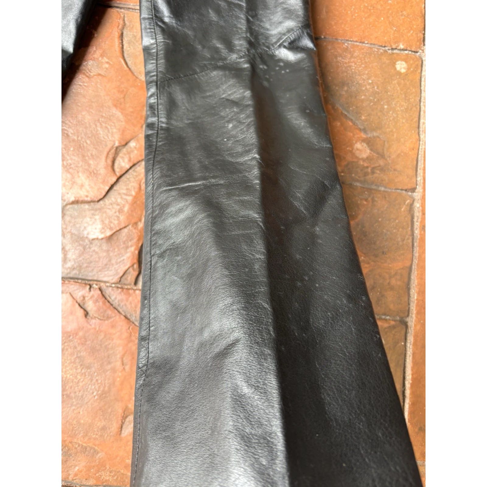 Vintage Danier Leather Pants Womens 6 Black Genuine Leather Straight Leg Dress Pants 90s Motorcycle Biker Zipper Lined Slim High Rise Size 28" / US 6 / IT 42 - 6 Thumbnail