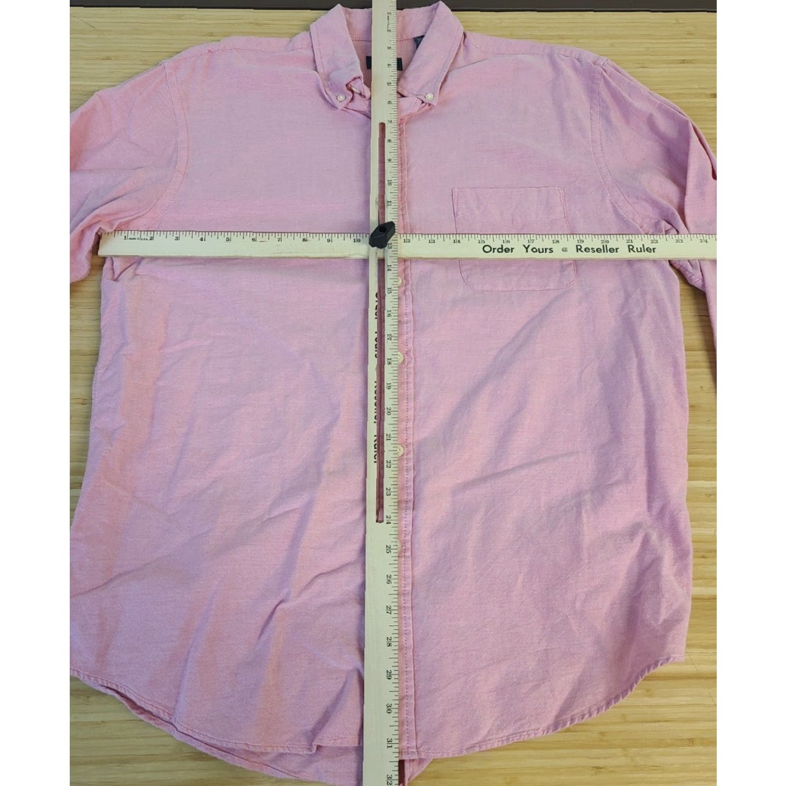 Arrow ARROW Dress Shirt Men Large Pink Solid Cotton Blend Classic Fit Collared Point Cuff Shirt Size 42R - 4 Thumbnail
