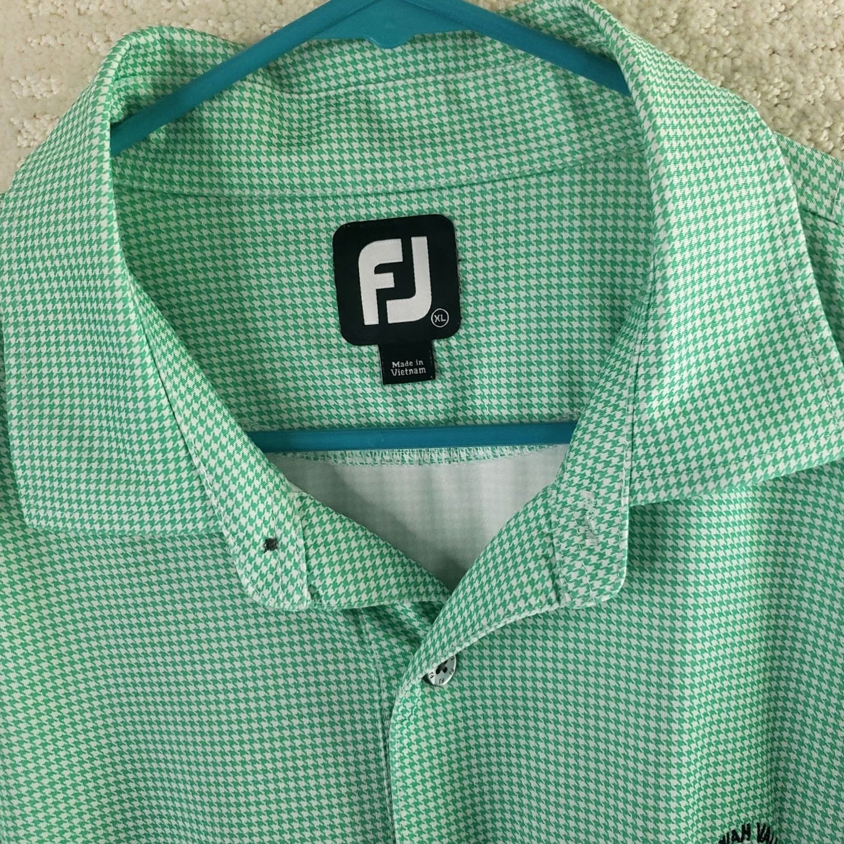 Footjoy FootJoy Polo Men XL Green Geometric Stretch Performance Golf Etowah Valley GC Shirt Modern Casual Activewear Size US XL / EU 56 / 4 - 4 Thumbnail