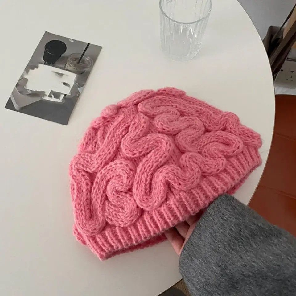 Designer Knitted Brain Hat Stretch Size ONE SIZE - 1 Thumbnail