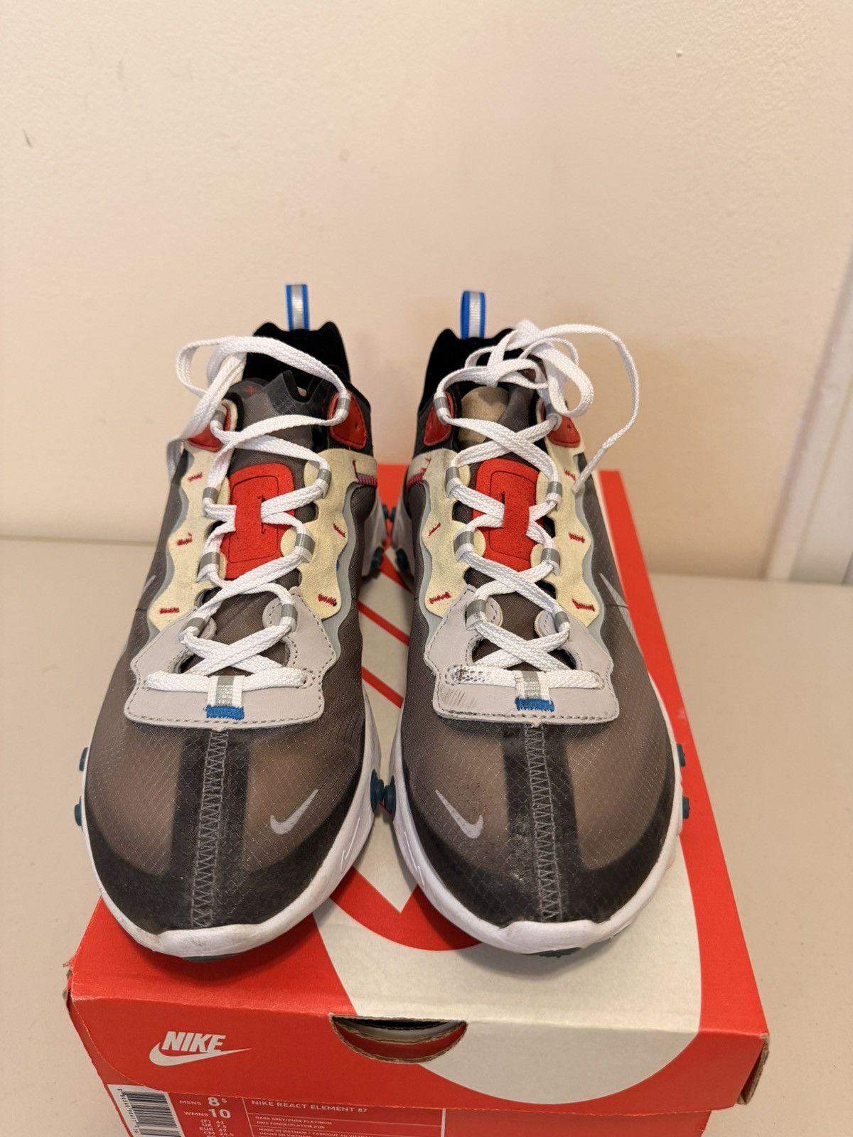 Nike Nike React Element 87 Dark Grey Photo Blue size 8.5 Size US 8.5 / EU 41-42 - 3 Thumbnail