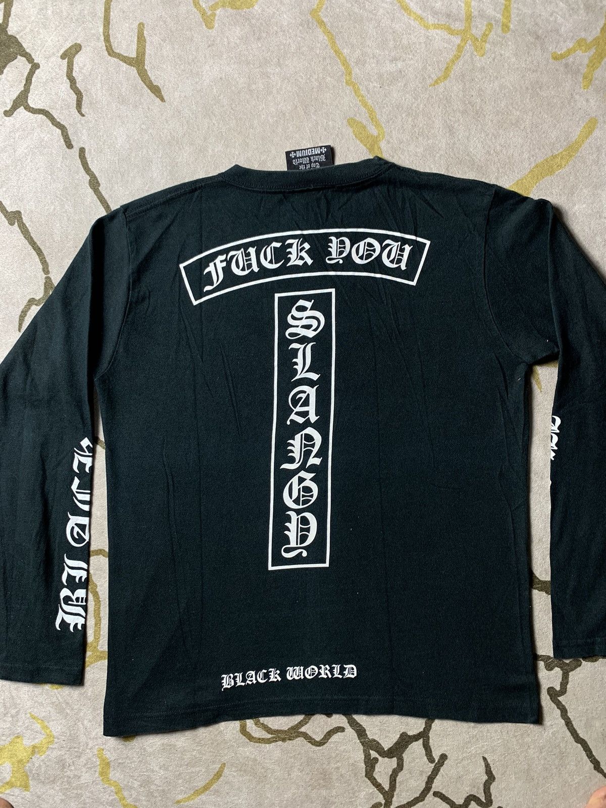 Beauty Beast × Japanese Brand × Vintage Slangy Black World longsleeve Size US M / EU 48-50 / 2 - 7 Thumbnail