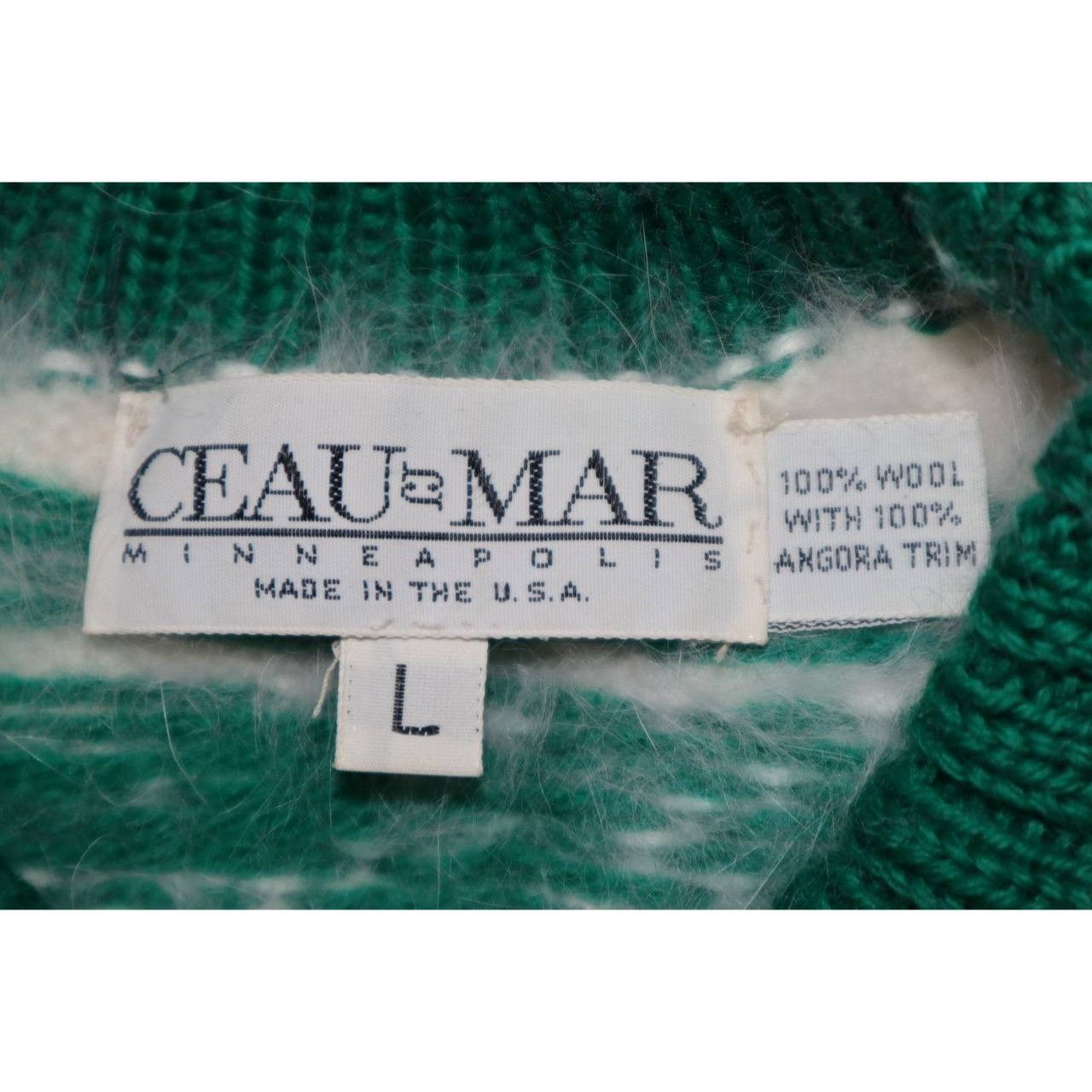 Vintage Ceau Mar Women's L Wool & Angora Sweater w/Fluffy Trim Size L / US 10 / IT 46 - 2 Thumbnail