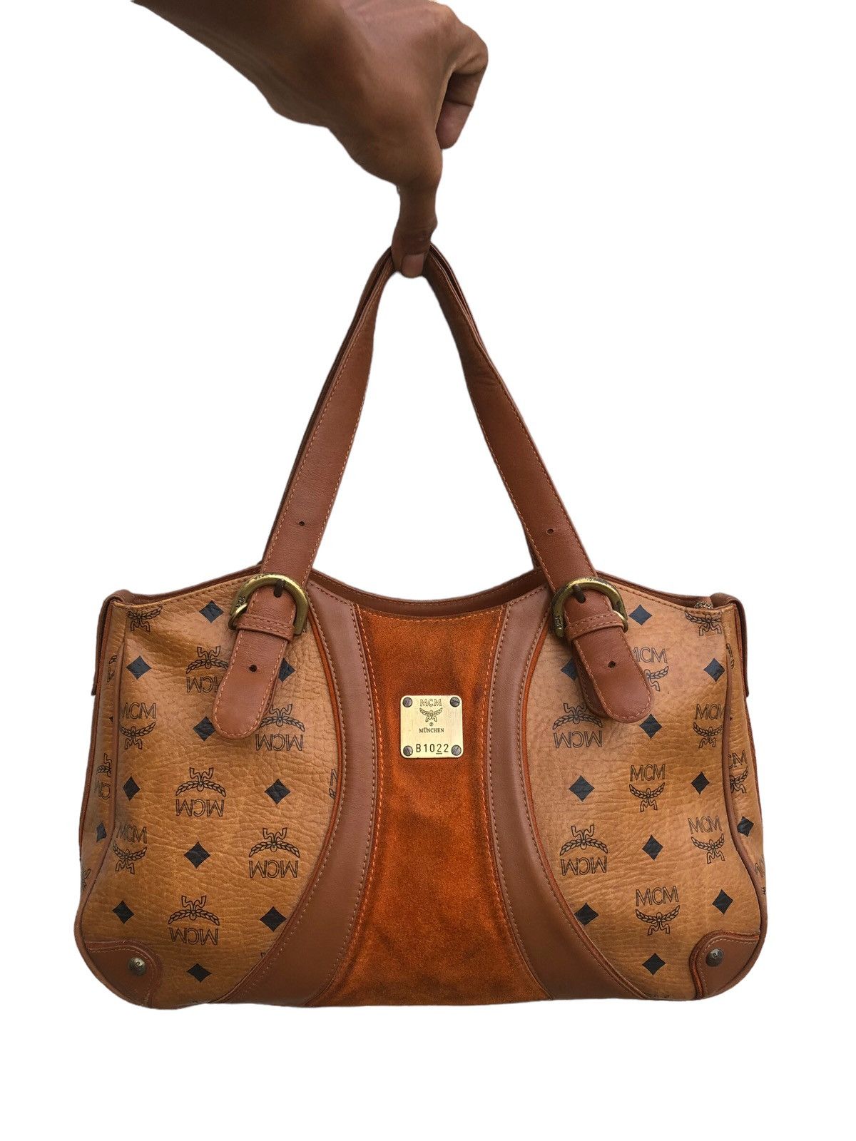 MCM Authentic MCM Visetos Vtg Brown Leather Monogram Tote Bag Size ONE SIZE - 6 Thumbnail