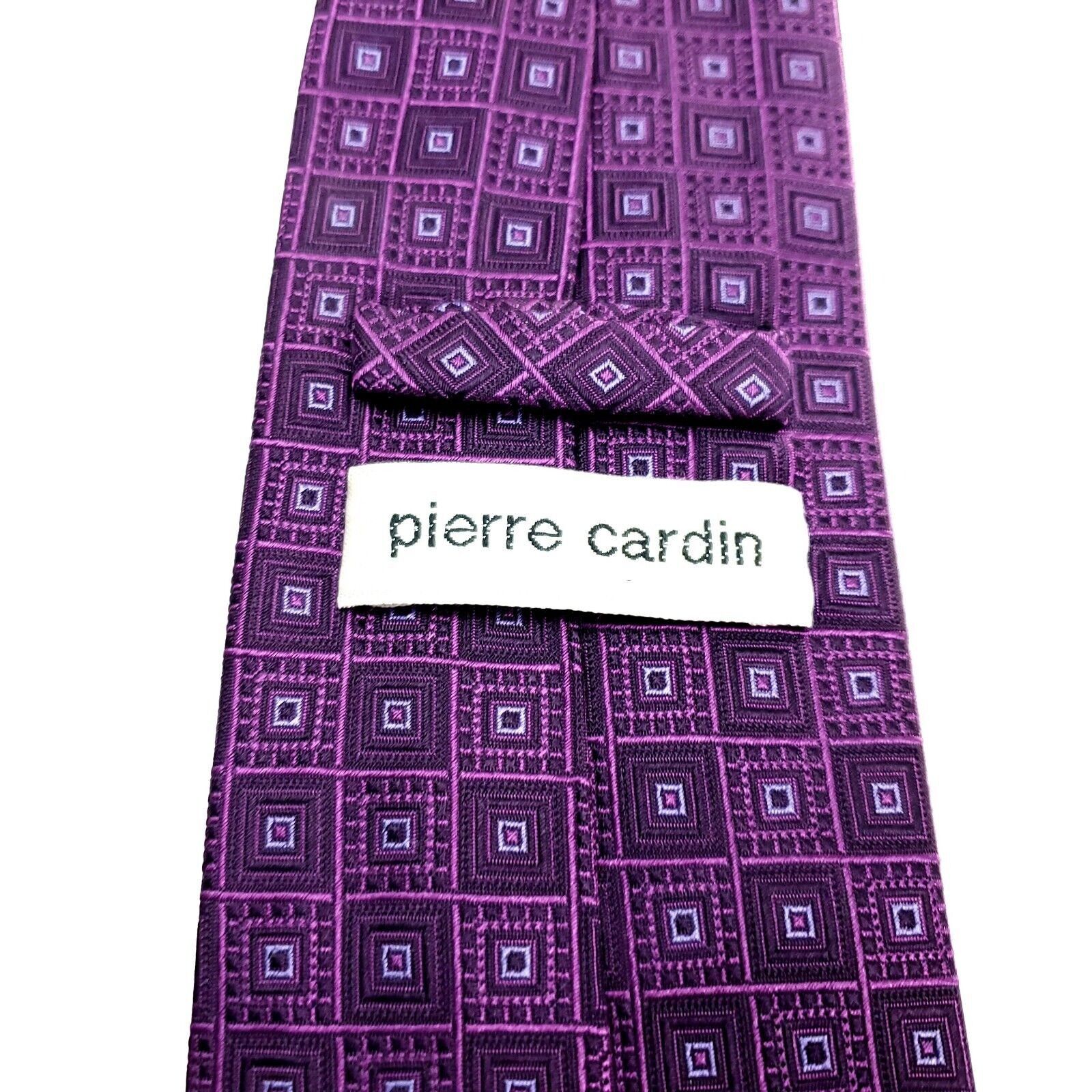 Pierre Cardin Pierre Cardin Silk Tie Woven Purple Geometric Size ONE SIZE - 3 Thumbnail