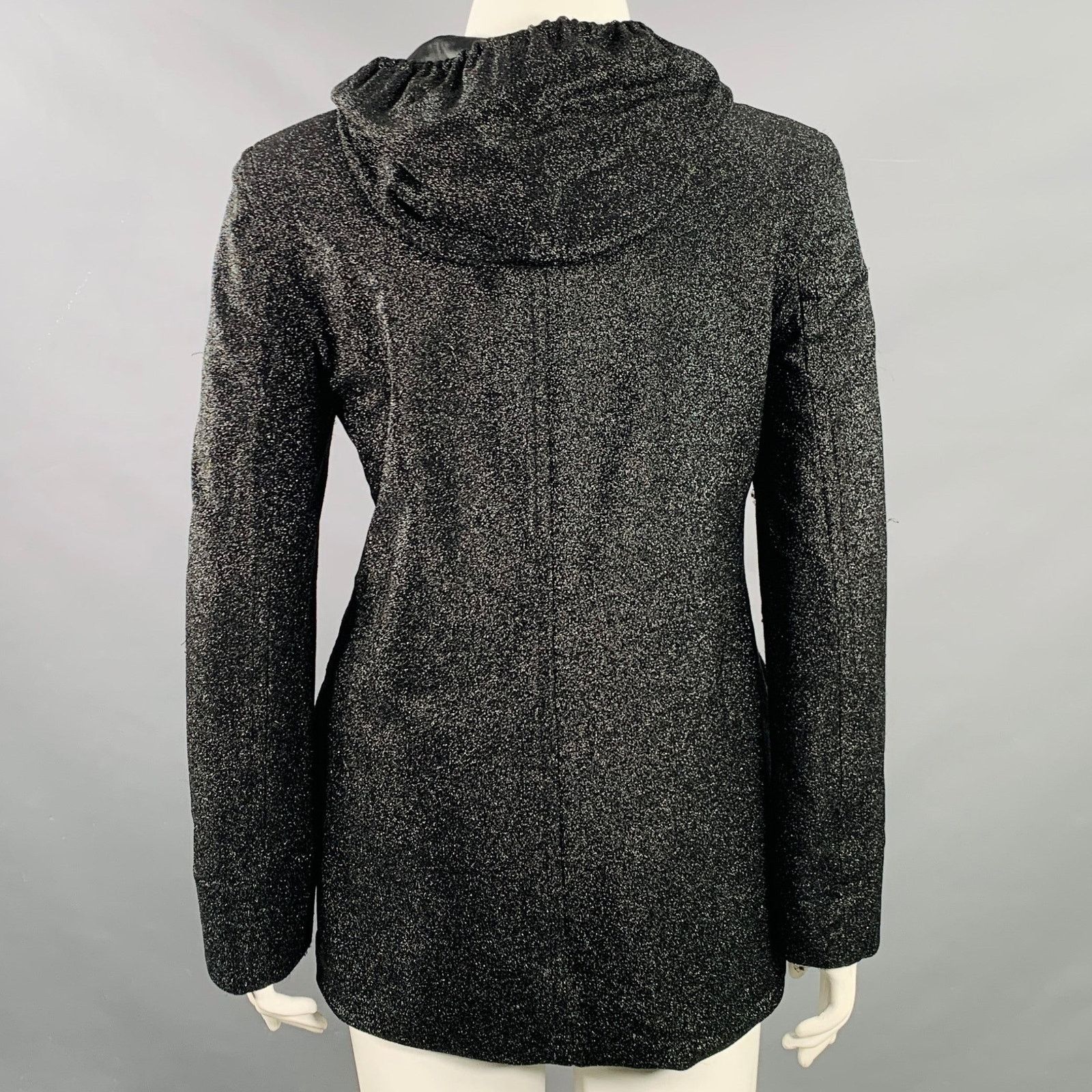 plein sud PLEIN SUD Size 10 Black Glitter Polyamide Blend Hooded Coat Size L / US 10 / IT 46 - 3 Thumbnail
