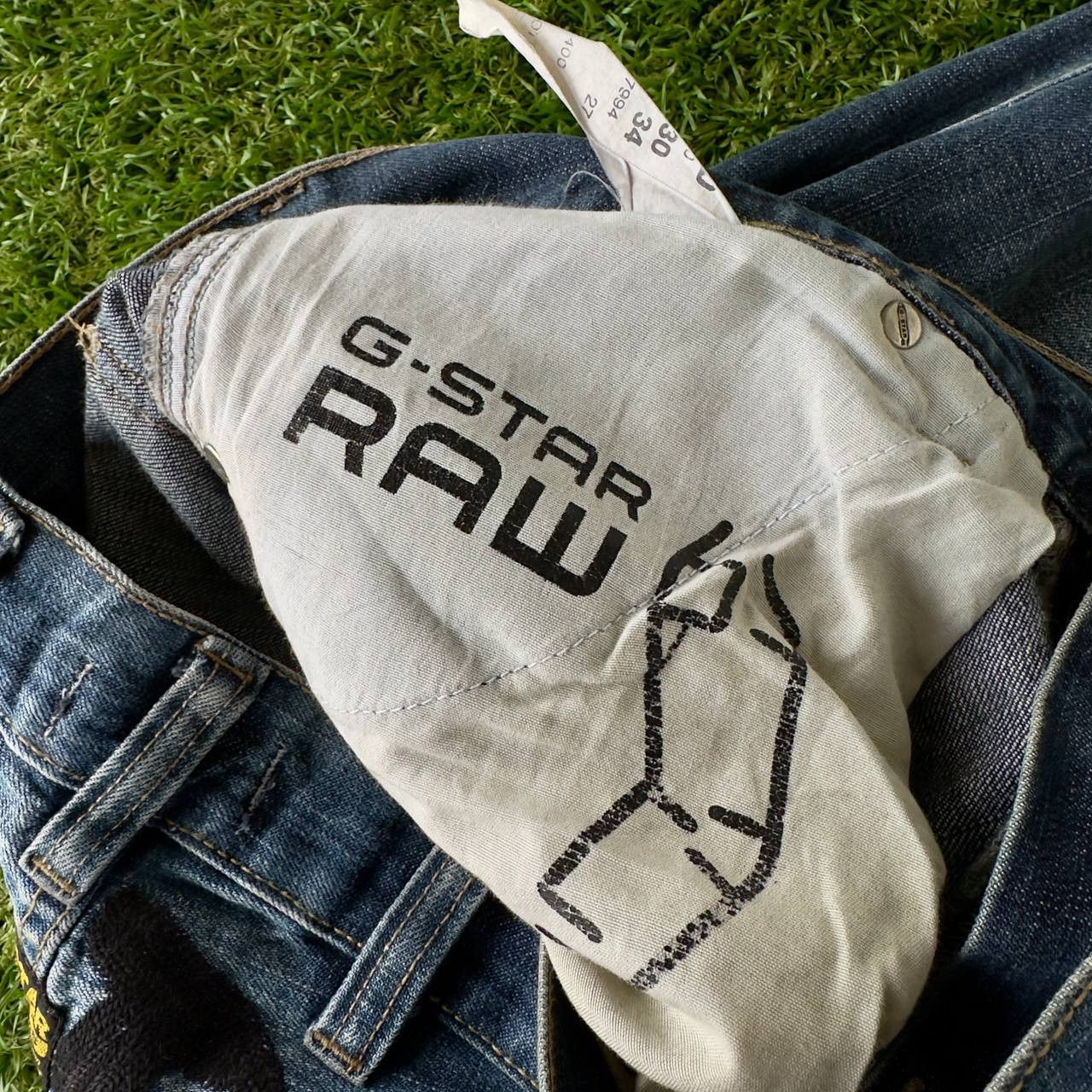 G-Star VINTAGE G STAR RAW BAGGY BIG LOGO FLARED HYPE WASHED JEANS Size US 30 / EU 46 - 6 Thumbnail