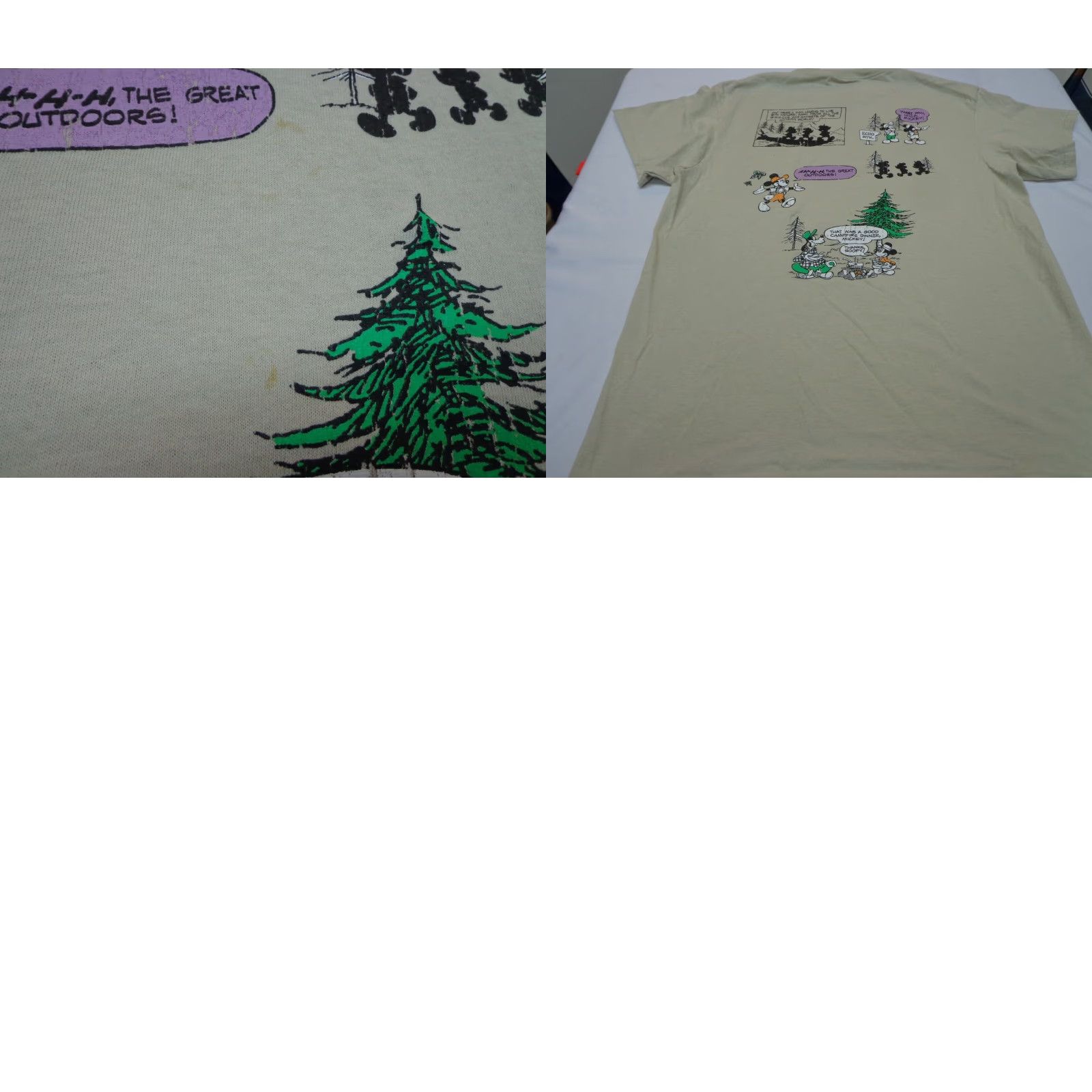 Disney Disney Mickey Mouse Great Outdoors Beige Comics T Shirt Size Large FLAWS Size US L / EU 52-54 / 3 - 8 Thumbnail