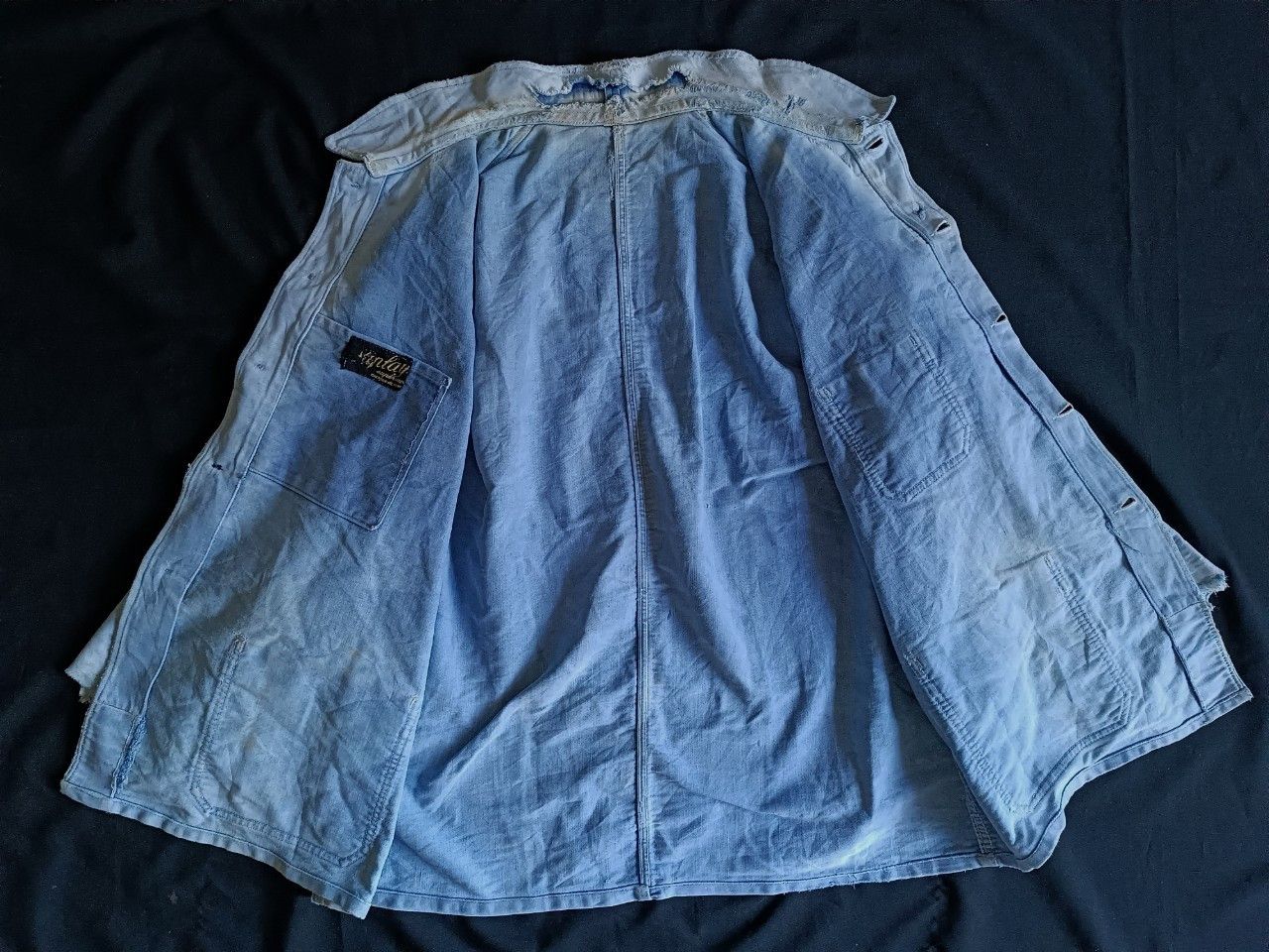 Moleskine VTG 50s France Moleskine Fade indigo Chore Jacket. Size US L / EU 52-54 / 3 - 7 Thumbnail