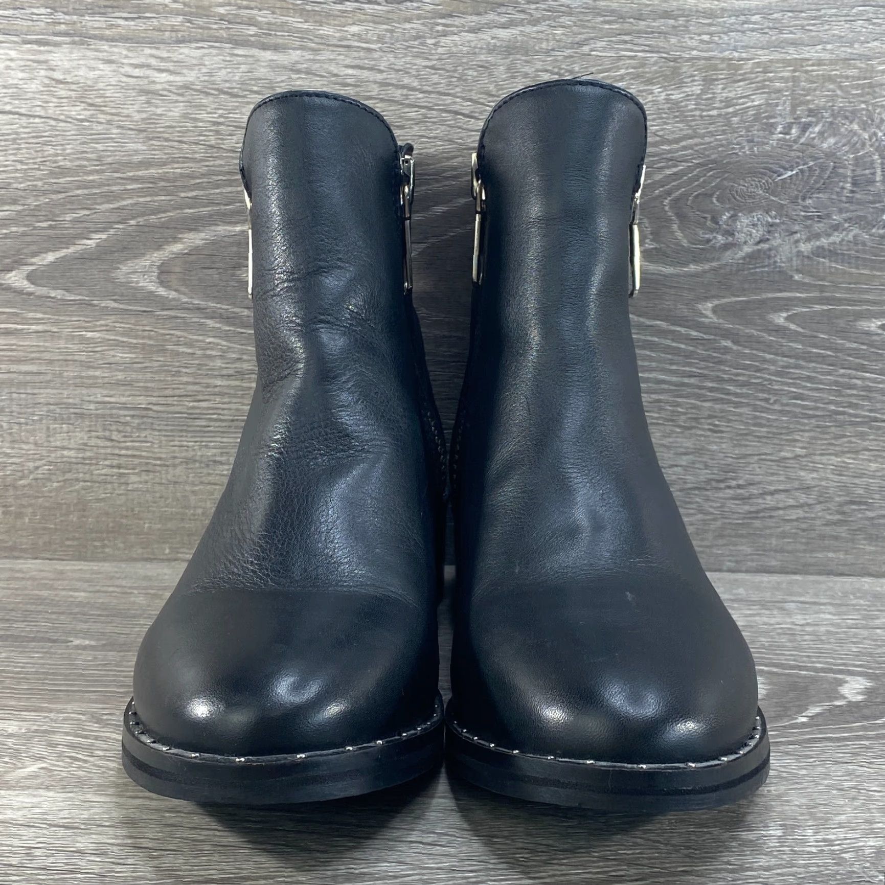 Steve Madden Steve Madden Womens 9 Biker Boots Lanna Black Leather Ankle Booties Side Zip Studded Boots Size US 9 / IT 39 - 4 Thumbnail