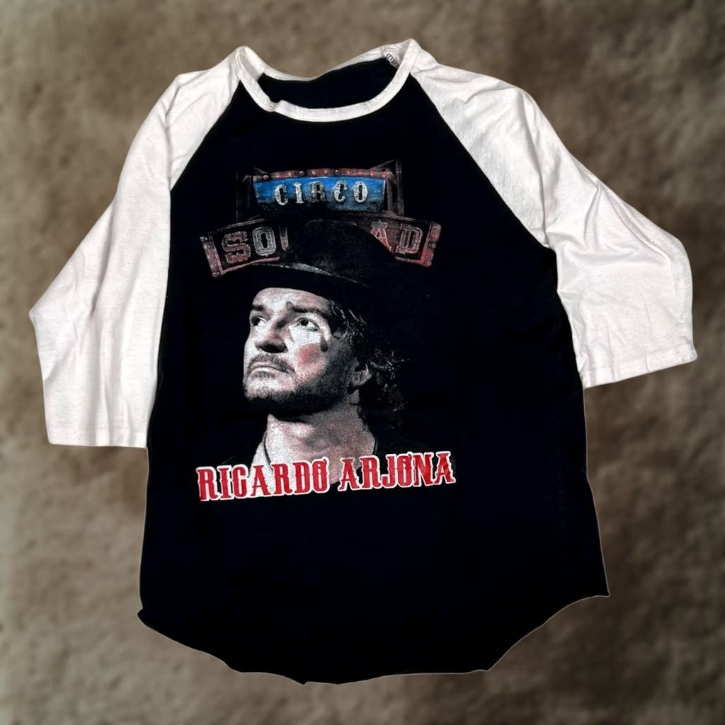 Vintage Ricardo Arjona Circo Soledad Shirt Mens Medium Black 3/4 Sleeve Raglan Tour Concert Shirt Mens Size US M / EU 48-50 / 2 - 1 Thumbnail