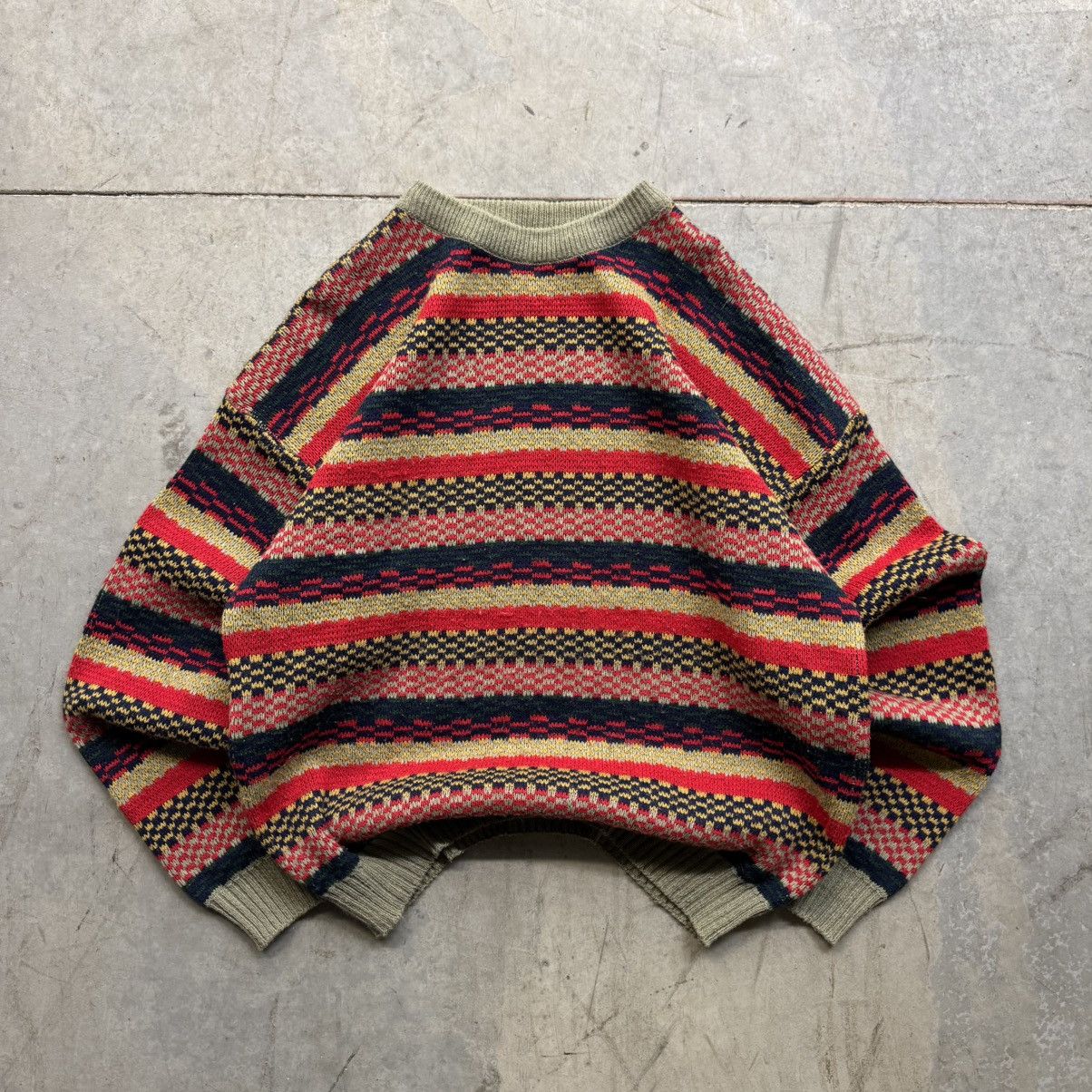 Vintage 90s Y2K ITC Vintage Striped Knit Sweater Size XL