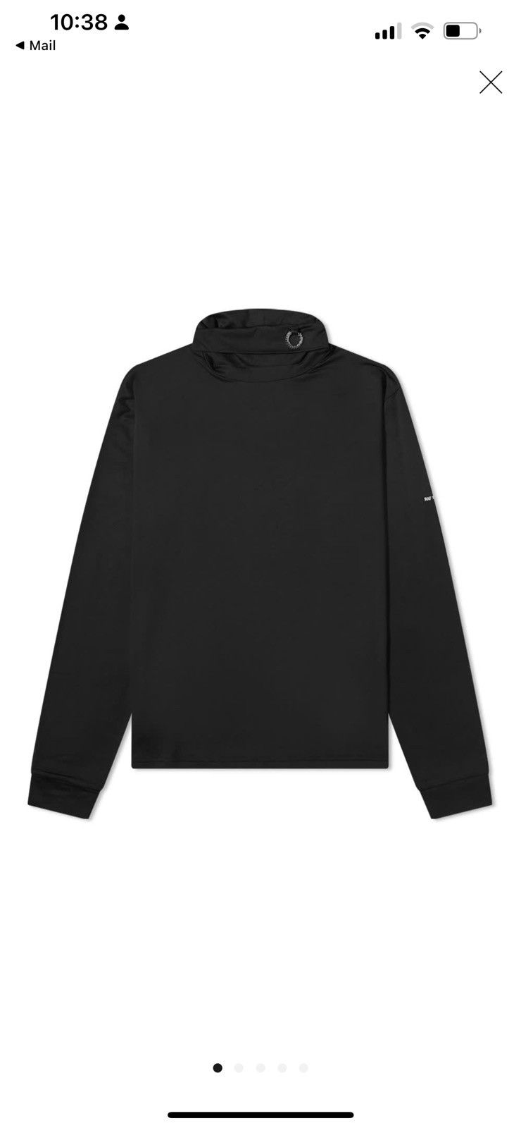 image of Fred Perry x Raf Simons Roll Neck Top in Black, Men's (Size XL)