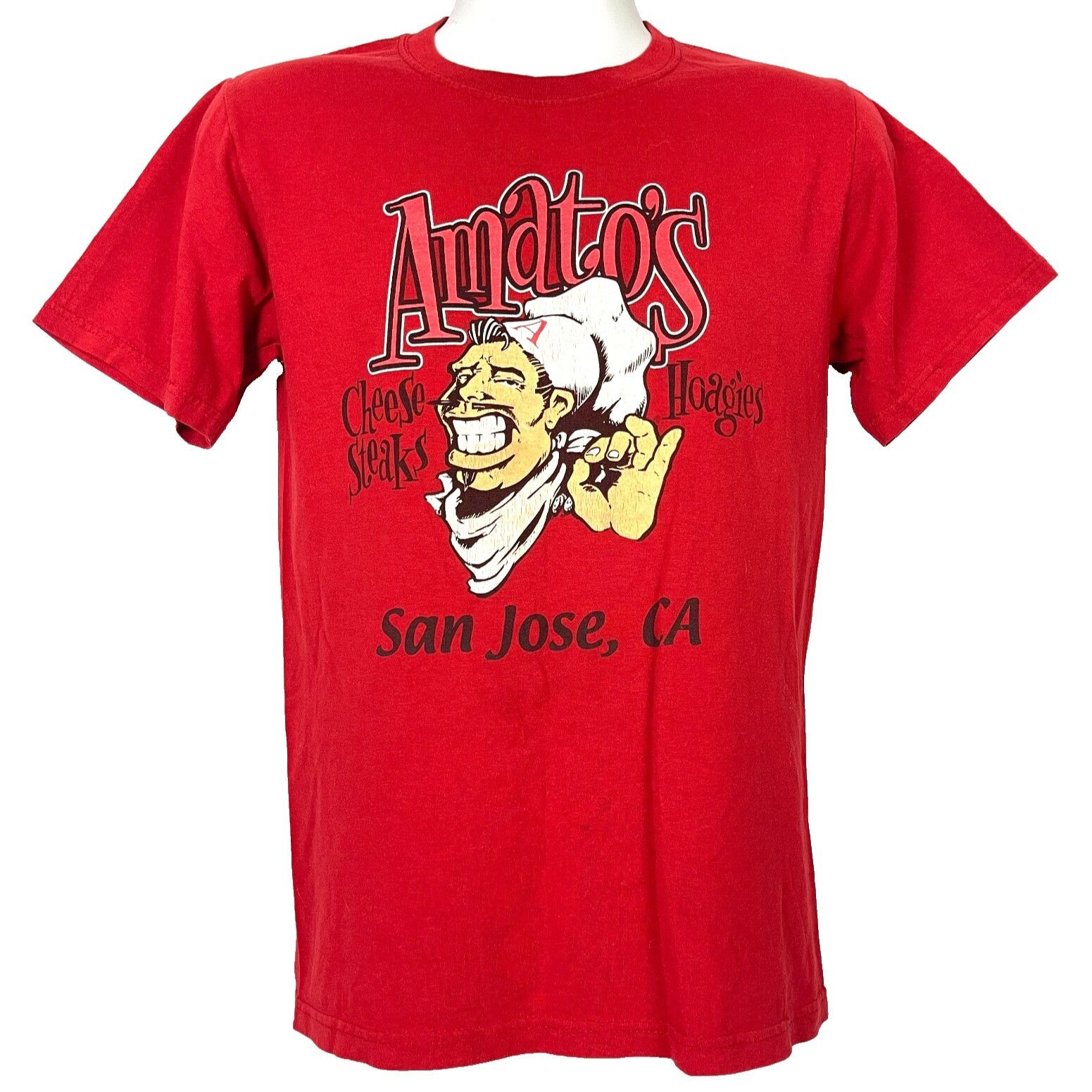 Fruit Of The Loom Amatos CheeseSteaks Mens T-Shirt Red Small Philly Style Hoag Size US S / EU 44-46 / 1 - 2 Thumbnail