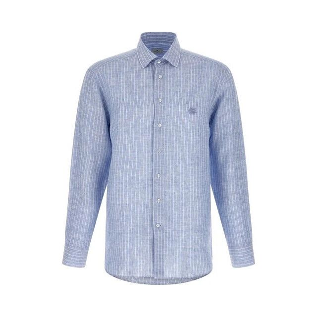 ETRO Blue Linen Shirt New And Authentic (Men's size:XXL;)