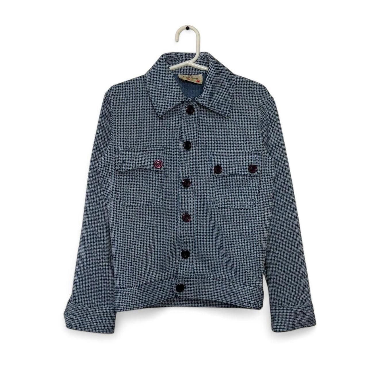 Vintage Vintage 1960s Plaid Houndstooth Blue Button-Up Jacket Size S / US 4 / IT 40 - 1 Thumbnail
