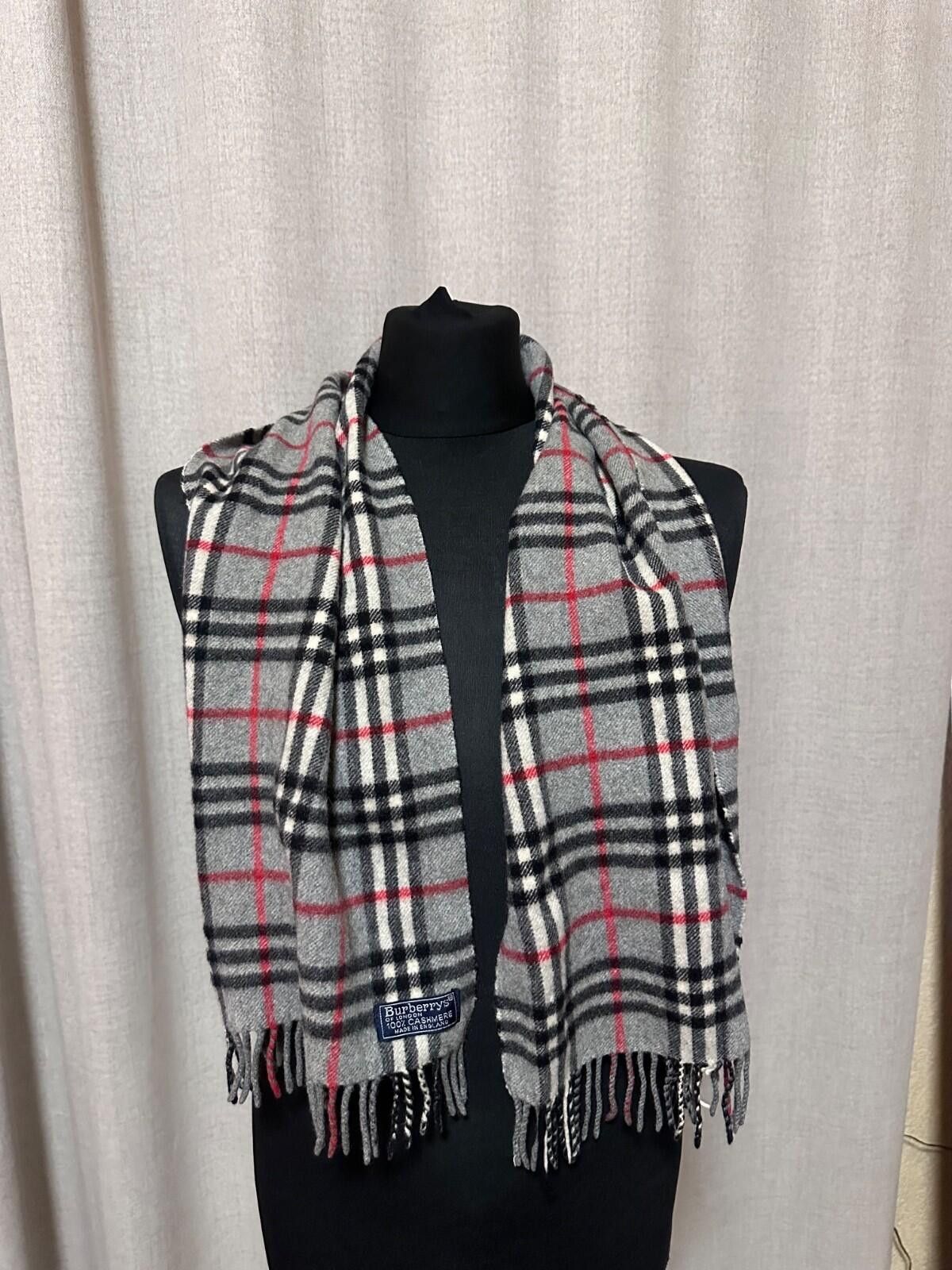 Burberry BURBERRY Gray Classic Nova Check Scarf Pure Cashmere England Size ONE SIZE - 2 Thumbnail