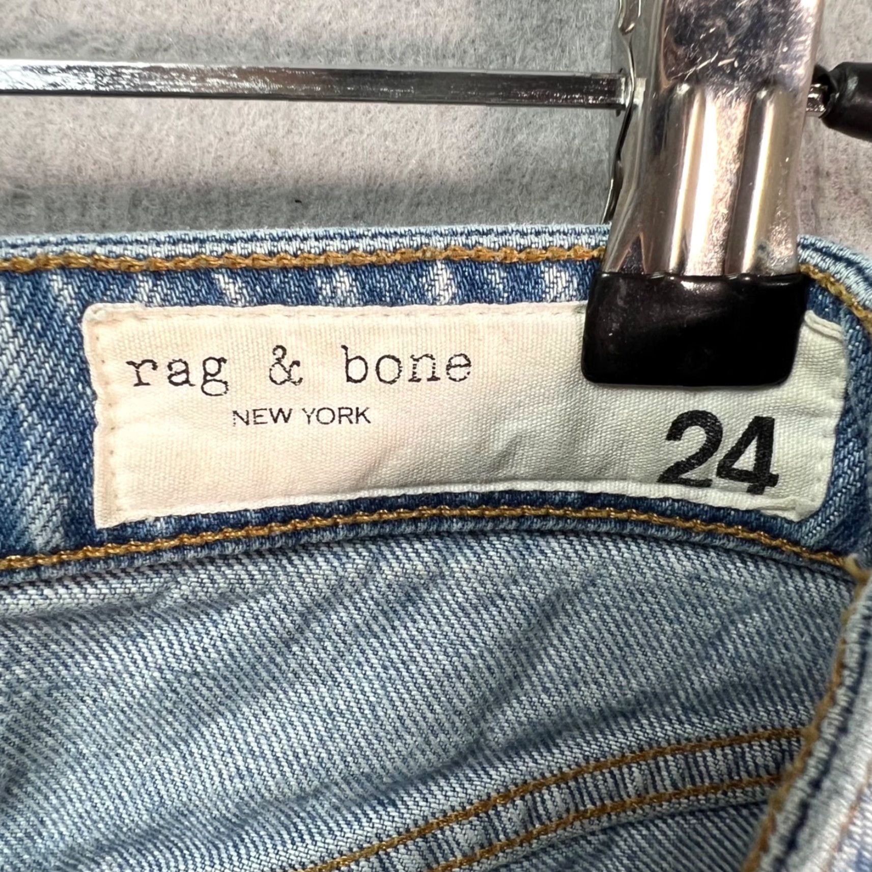 Rag & Bone Rag & Bone Jeans Womens 24 High-Rise Ankle Straight Distressed Light Wash Denim Blue 5-Pocket Womens Size 42" / US 20 - 3 Thumbnail