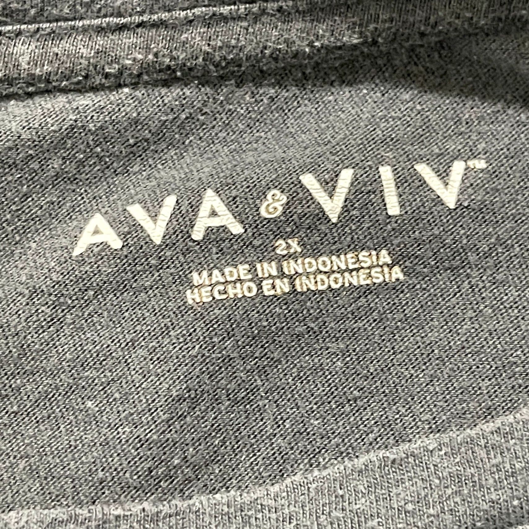 Vintage Ava & Viv Women Tee Shirt Top Plus 2X Gray 100% Cotton Short Sleeve Round Neck Casual Graphic Body Positive Shirts Womens Size XXL / US 16-18 / IT 52-54 - 6 Thumbnail