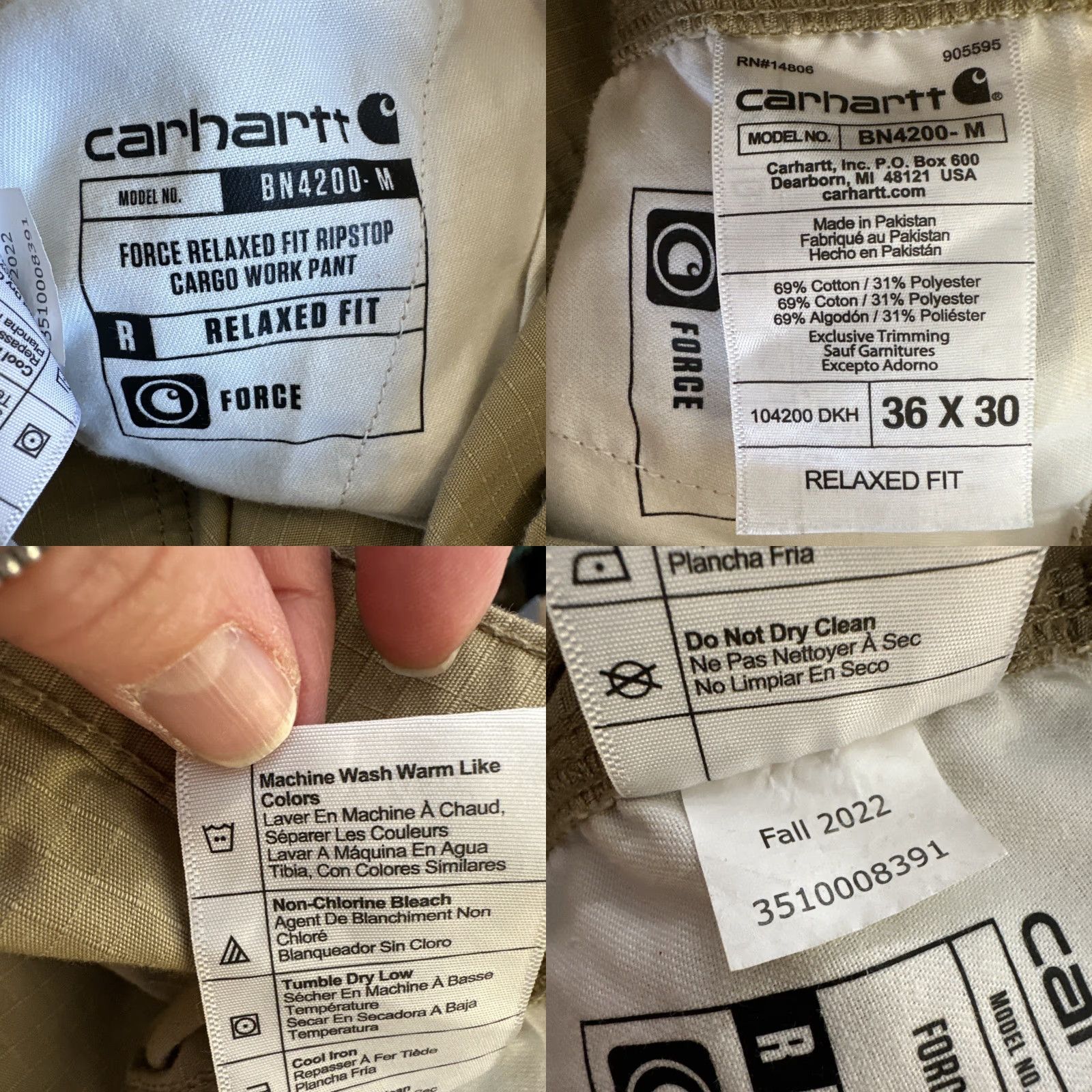 Carhartt Carhartt Force Cargo Pants Mens 36x30 Brown Relaxed Fit Work BN4200-M Size US 36 / EU 52 - 8 Thumbnail