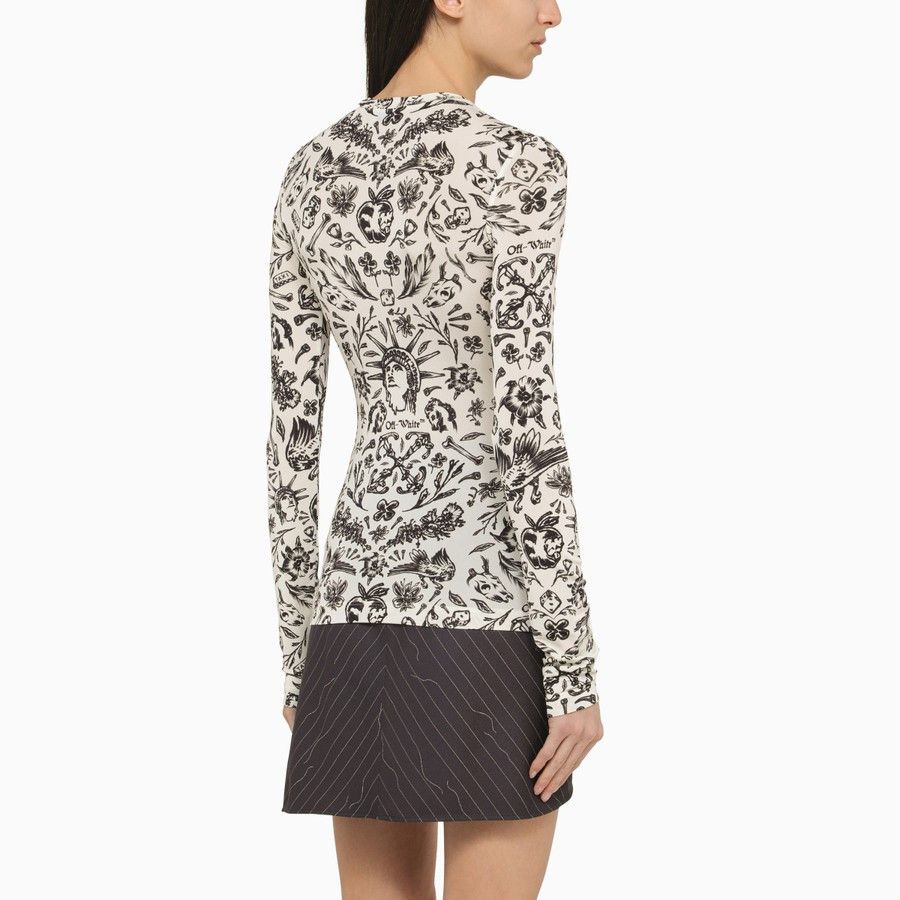 Off-White o1d2blof0924 Long-Sleeved Top With Tattoo Print Size XS / US 0-2 / IT 36-38 - 3 Thumbnail