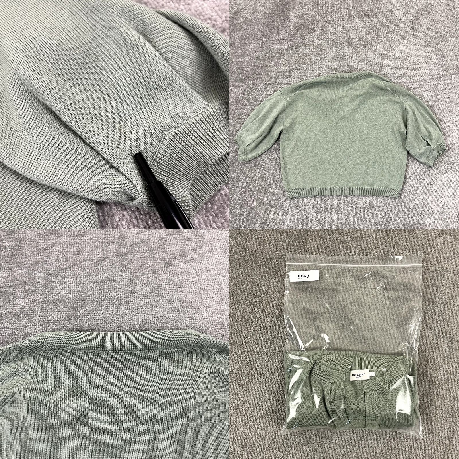 Vintage The Reset Women Medium Green Wool R Label Shirt Pullover Split Neck V-Neck Size M / US 6-8 / IT 42-44 - 8 Thumbnail