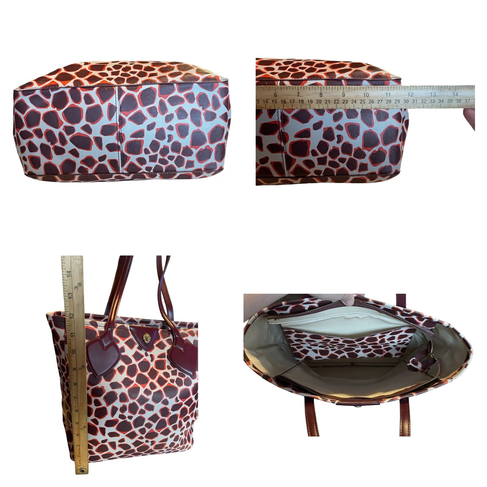 Anne Klein VINTAGE Anne Klein Giraffe Print Large Purse Shoulder Bag Brown Tote Women Size ONE SIZE - 9 Thumbnail