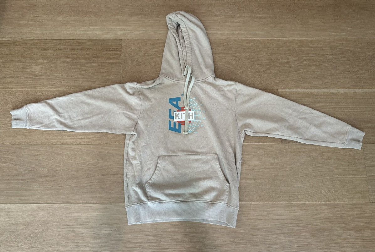 image of Kith Eea Globe Hoodie in Brown Tan, Men's (Size Small)