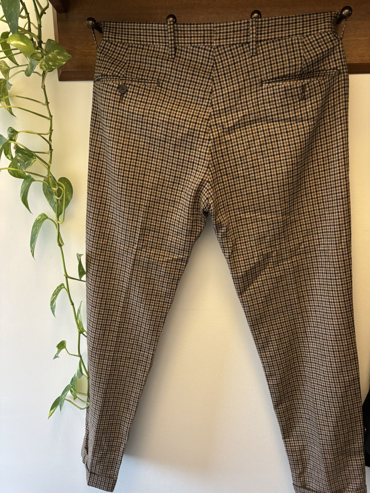 Boglioli Brand: Briglia 1949, wool brown checkered trouser Size 38R - 2 Thumbnail