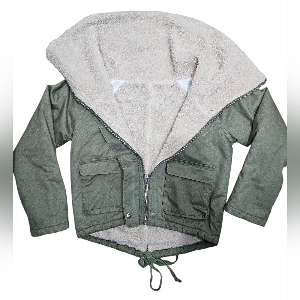 Other UNIF Mia Green Crop Sherpa Parker Jacket Small Size S / US 4 / IT 40 - 2 Thumbnail