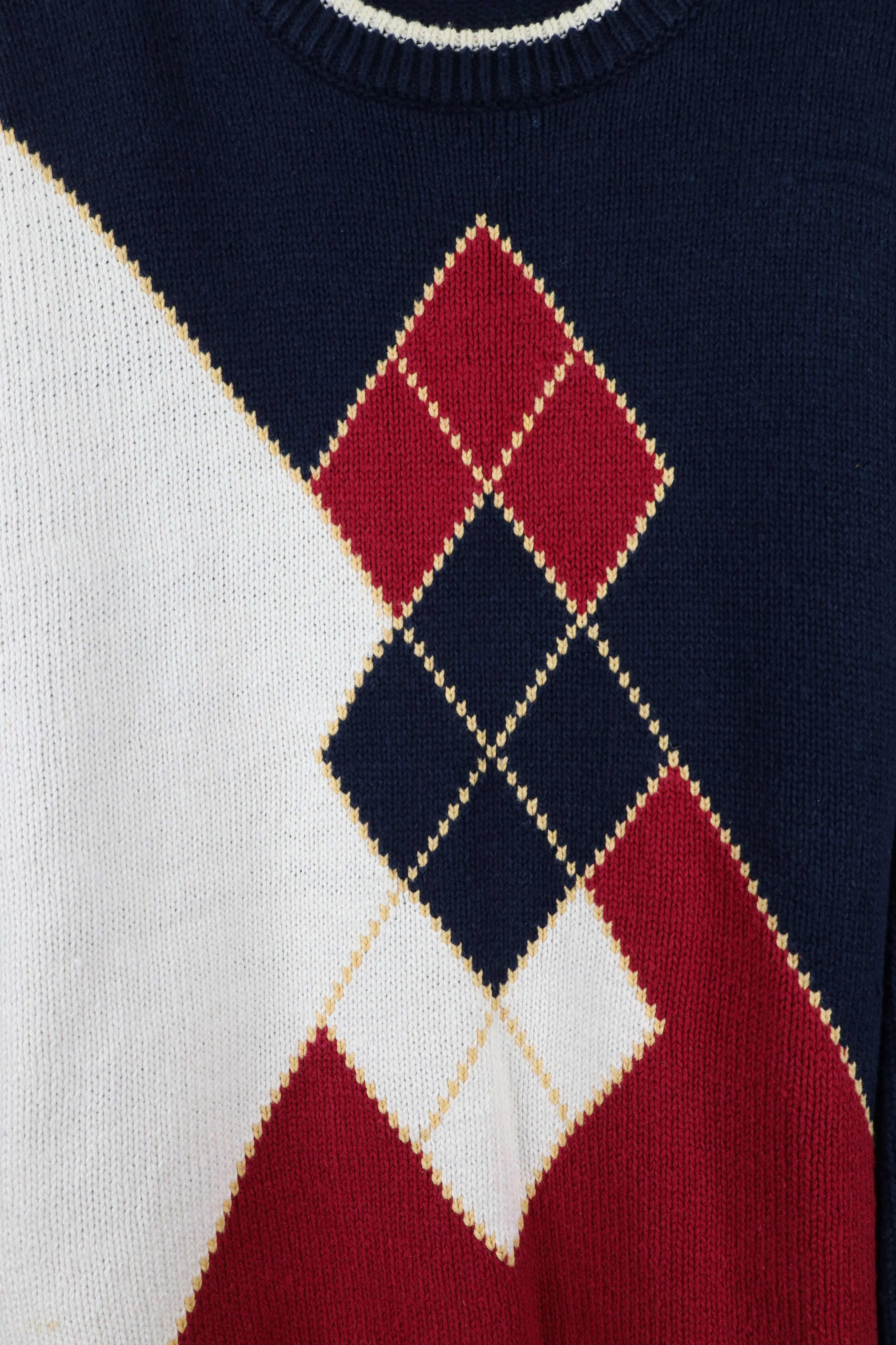 Vintage Vintage 90s Streetwear Argyle Diamond Knit Crewneck Sweater Size US L / EU 52-54 / 3 - 5 Thumbnail