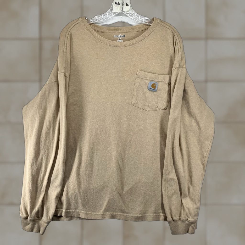 Carhartt Carhartt Shirt Mens XL Long Sleeve T-Shirt All Cotton Brown Logo 2010s Outdoor Classic Lightweight Pockets Regular Mens Size US XL / EU 56 / 4 - 1 Thumbnail