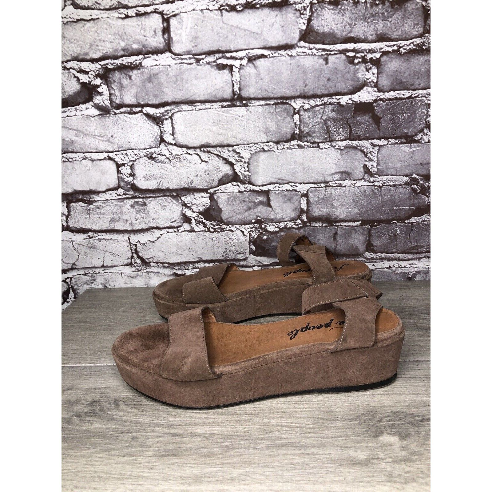 Free People Free People Plum Taupe Suede Platform Ankle Strap Sandals Wo Size US 8 / IT 38 - 20 Thumbnail