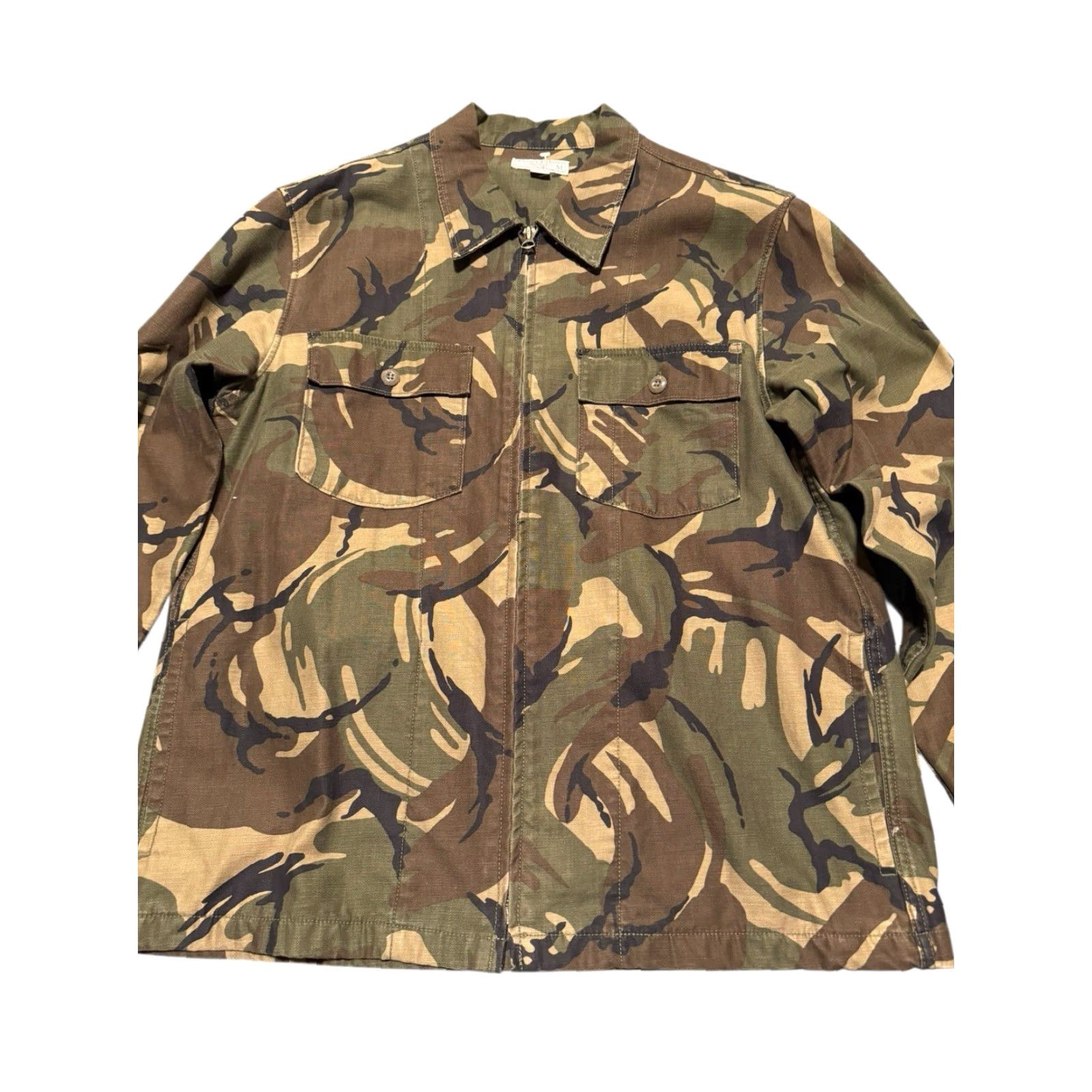 Wallace & Barnes Wallace & Barnes J.Crew DPM Camo Full Zip Military Overshirt Jacket M Green Canvas Cotton Blend Zip Button Mens Jacket Size US M / EU 48-50 / 2 - 3 Thumbnail