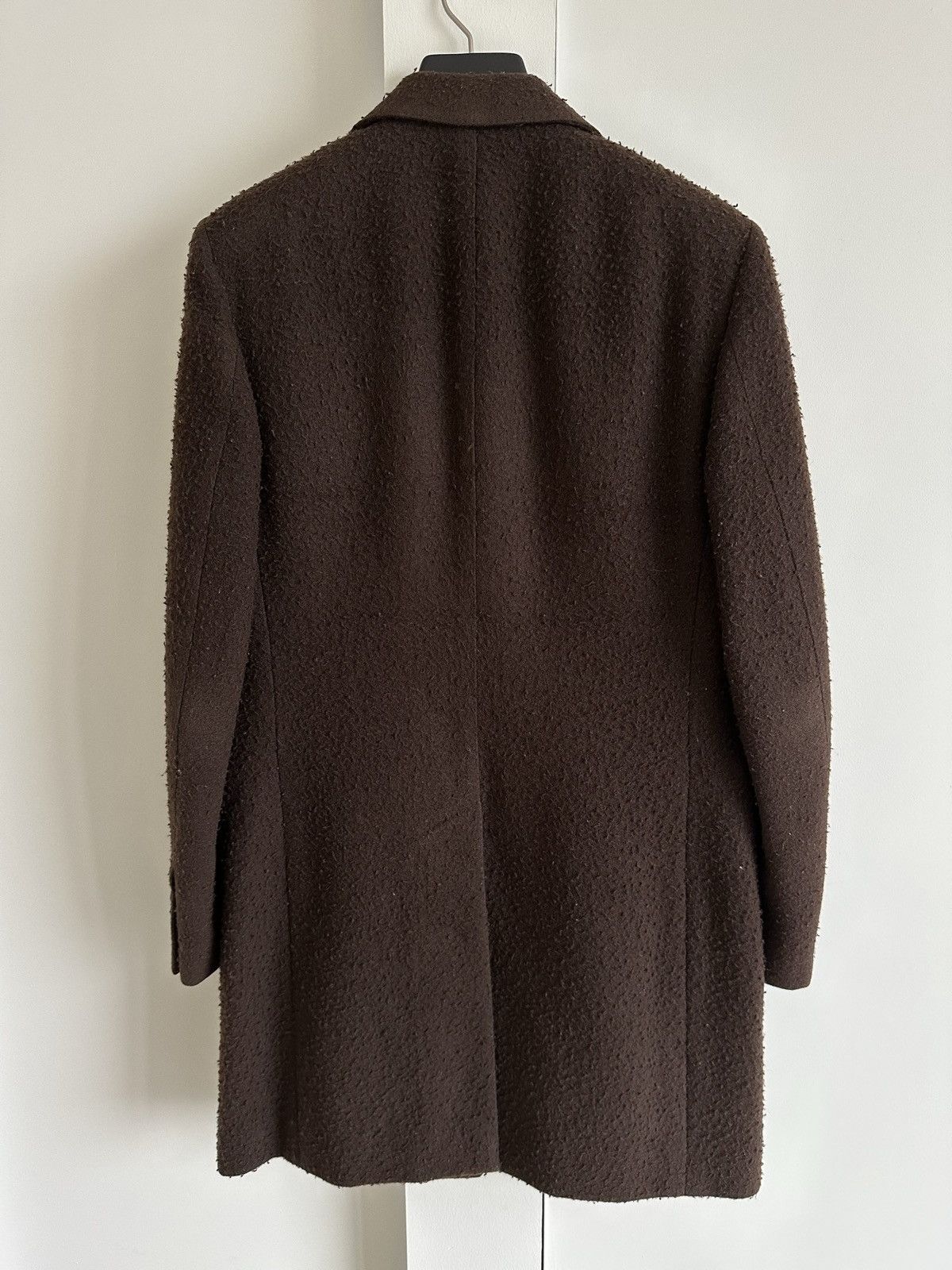 Caruso Chocolate Brown Wool Boucle Overcoat Size US L / EU 52-54 / 3 - 5 Thumbnail