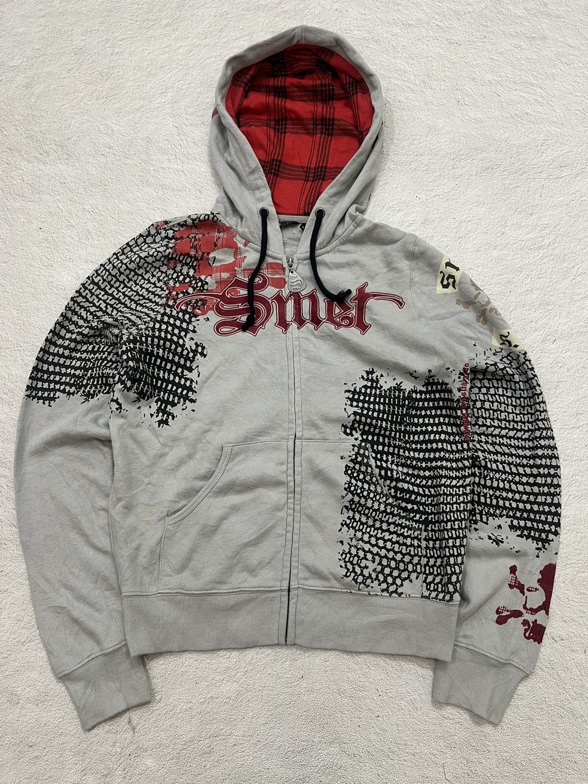 Number (N)ine 2000s Japanese Christian Audigier Poem Skull Zip y2k Lgb Size US S / EU 44-46 / 1 - 2 Thumbnail
