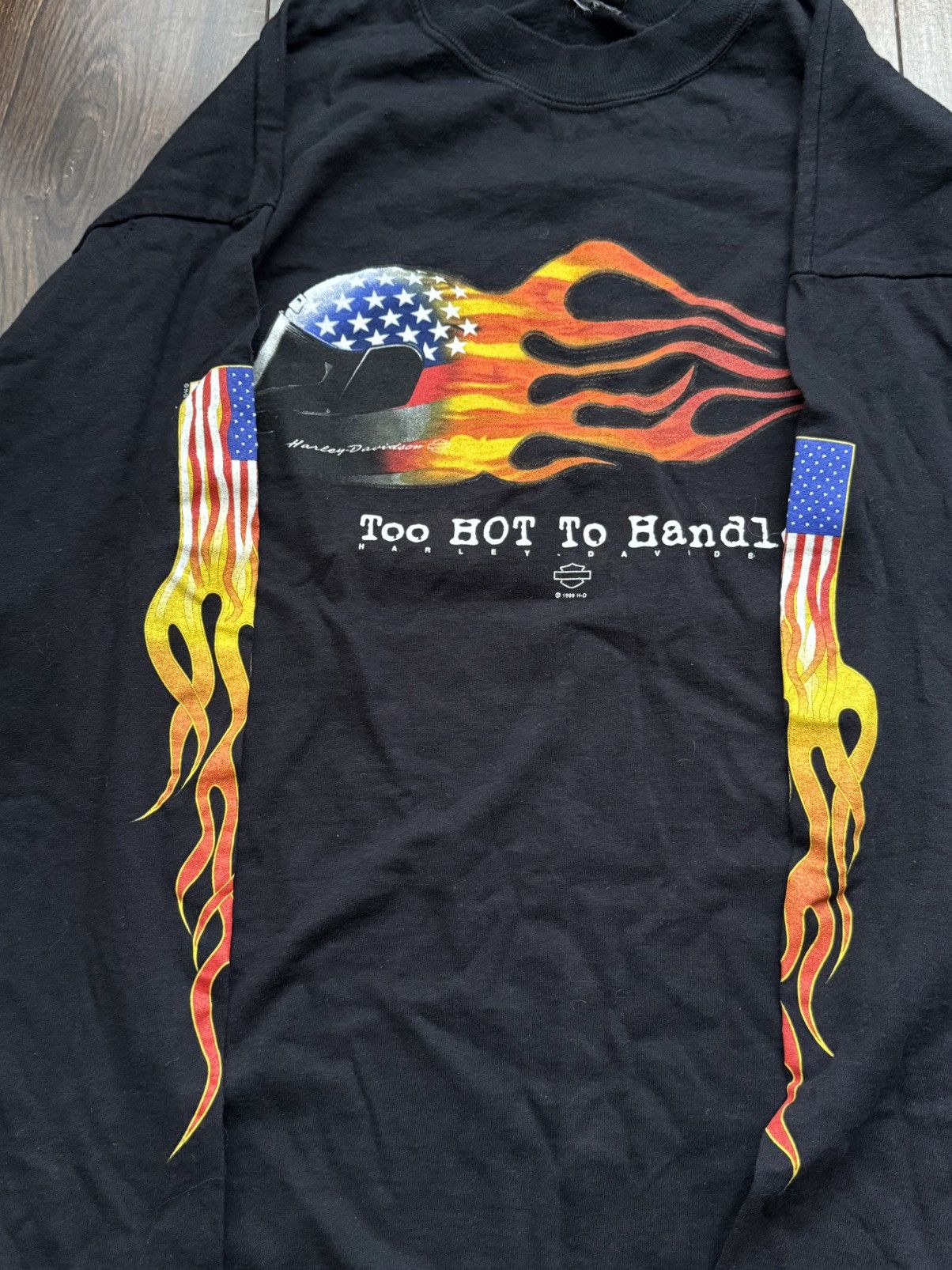 Harley Davidson Vintage 90s Flame Harley Davidson 1999 Long Sleeve Shirt Size US XL / EU 56 / 4 - 5 Thumbnail