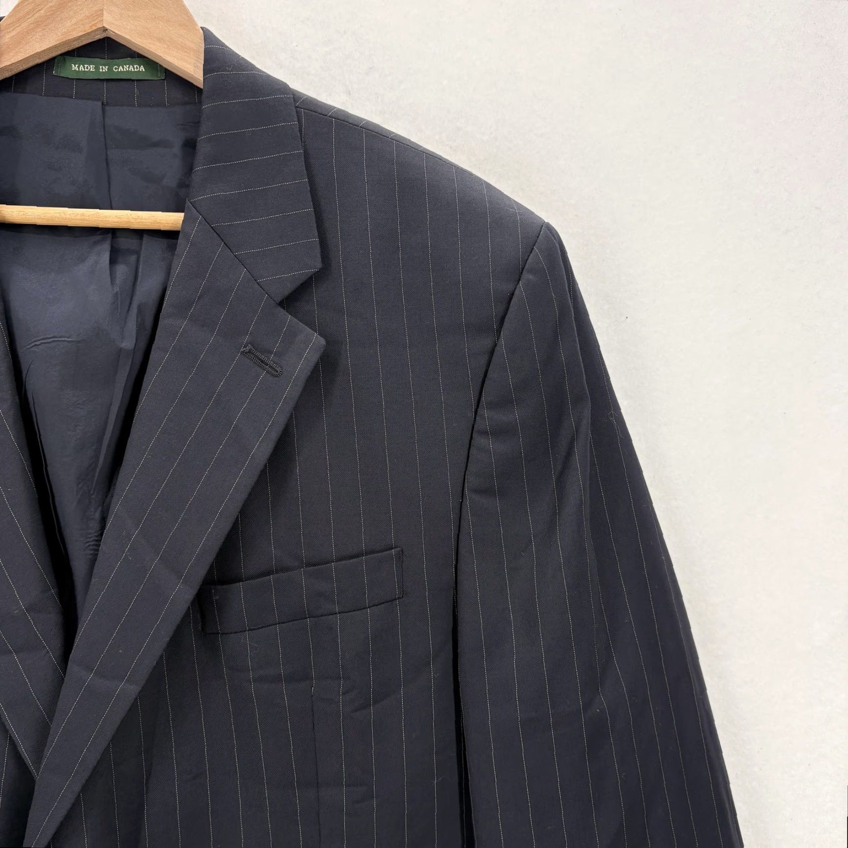 Ralph Lauren VINTAGE Lauren Ralph Lauren Blazer Mens 44R Navy Pinstripe Wool Suit Jacket Business Size 44R - 2 Thumbnail