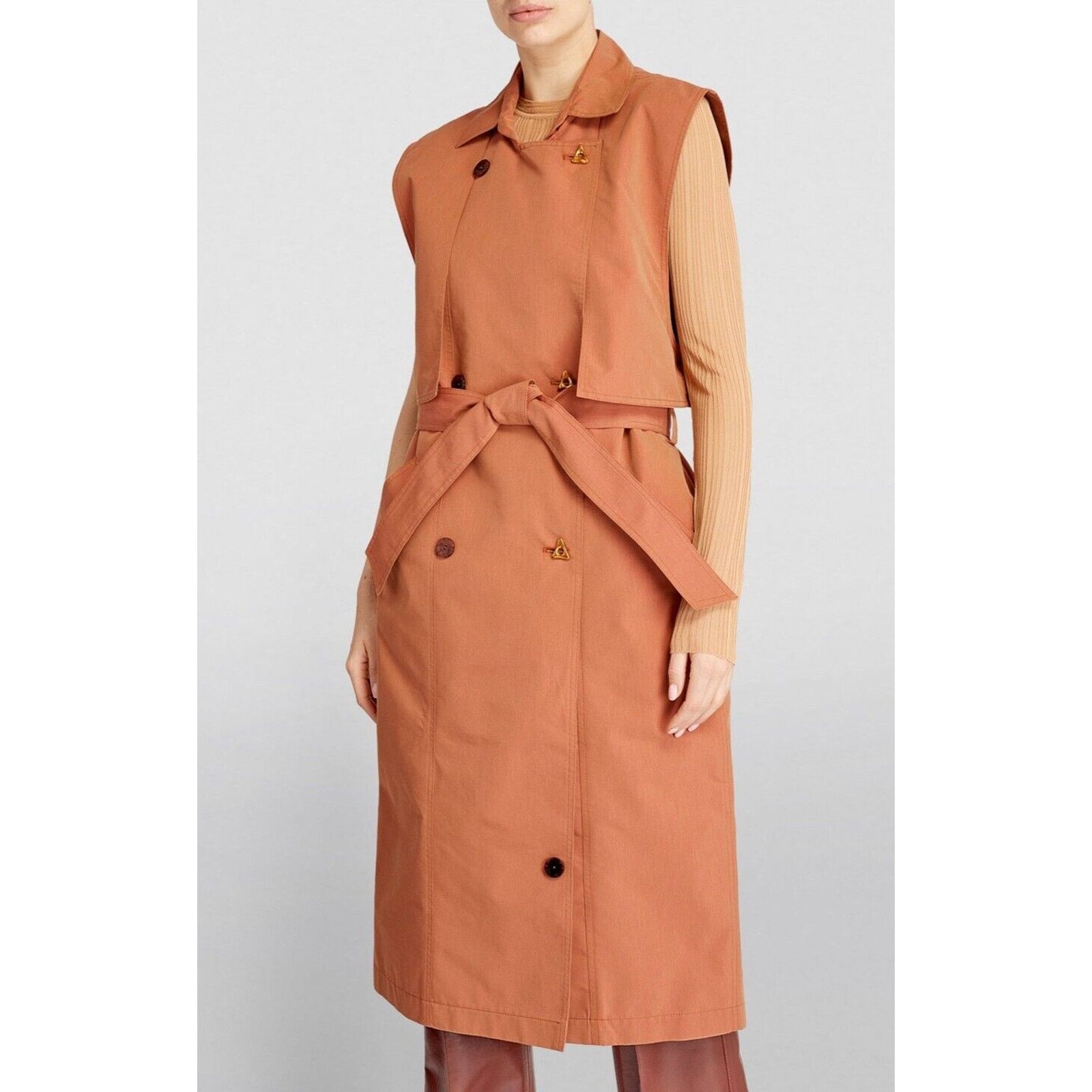 AERON Aeron Delray Peach Iridescent Sleeveless Button Trench Coat Size XS / US 0-2 / IT 36-38 - 1 Thumbnail