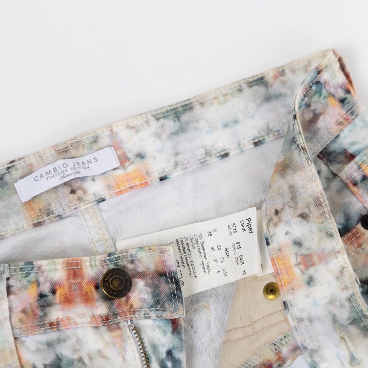 Other Cambio Jeans Piper Short Multicolor Abstract Print Denim Size 28" / US 6 / IT 42 - 6 Thumbnail