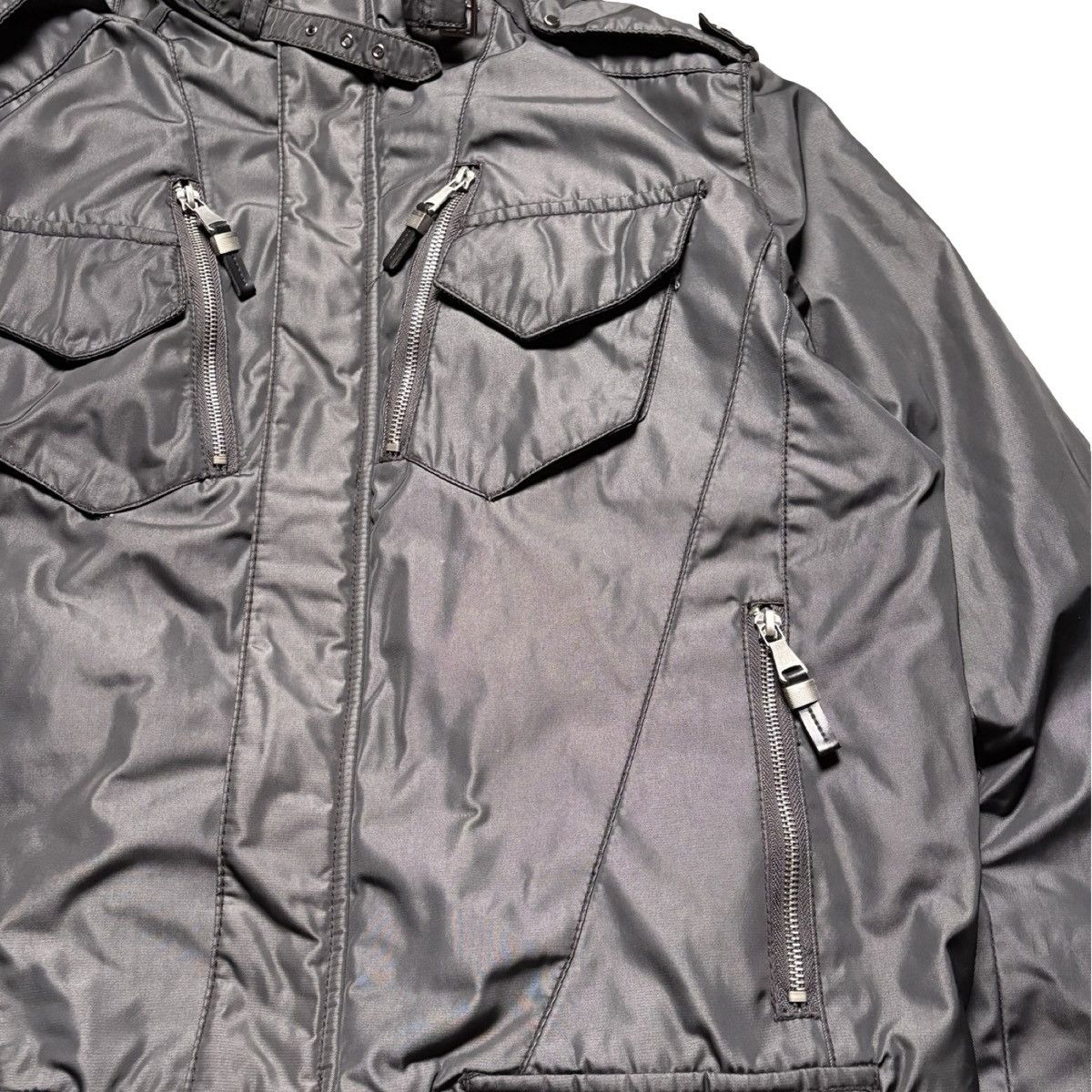 Zara Zara Moda Black Nylon 6 Pocket Chin Strap Bomber Jacket 2XL Size US XXL / EU 58 / 5 - 2 Thumbnail